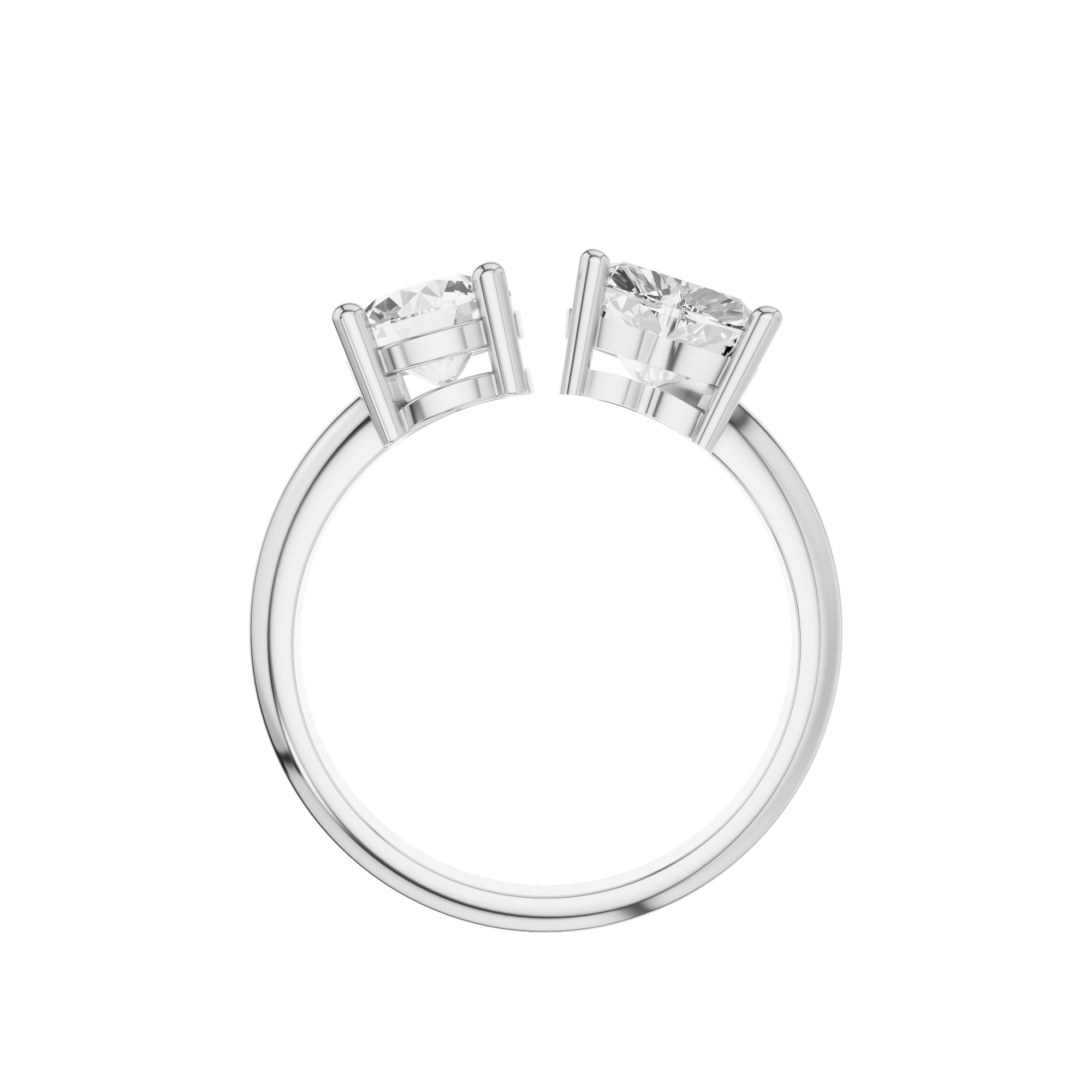 Round and Heart Cut Two Stone Ring