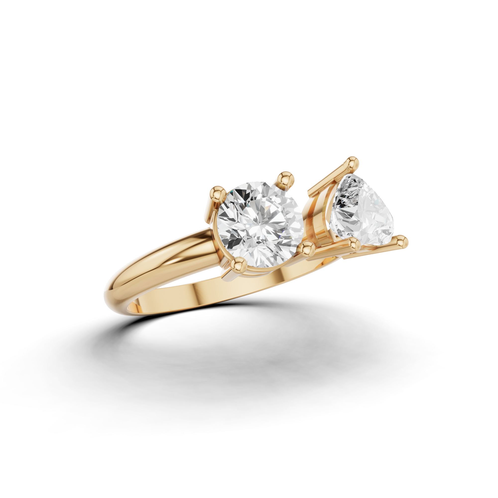 Round and Heart Cut Two Stone Ring