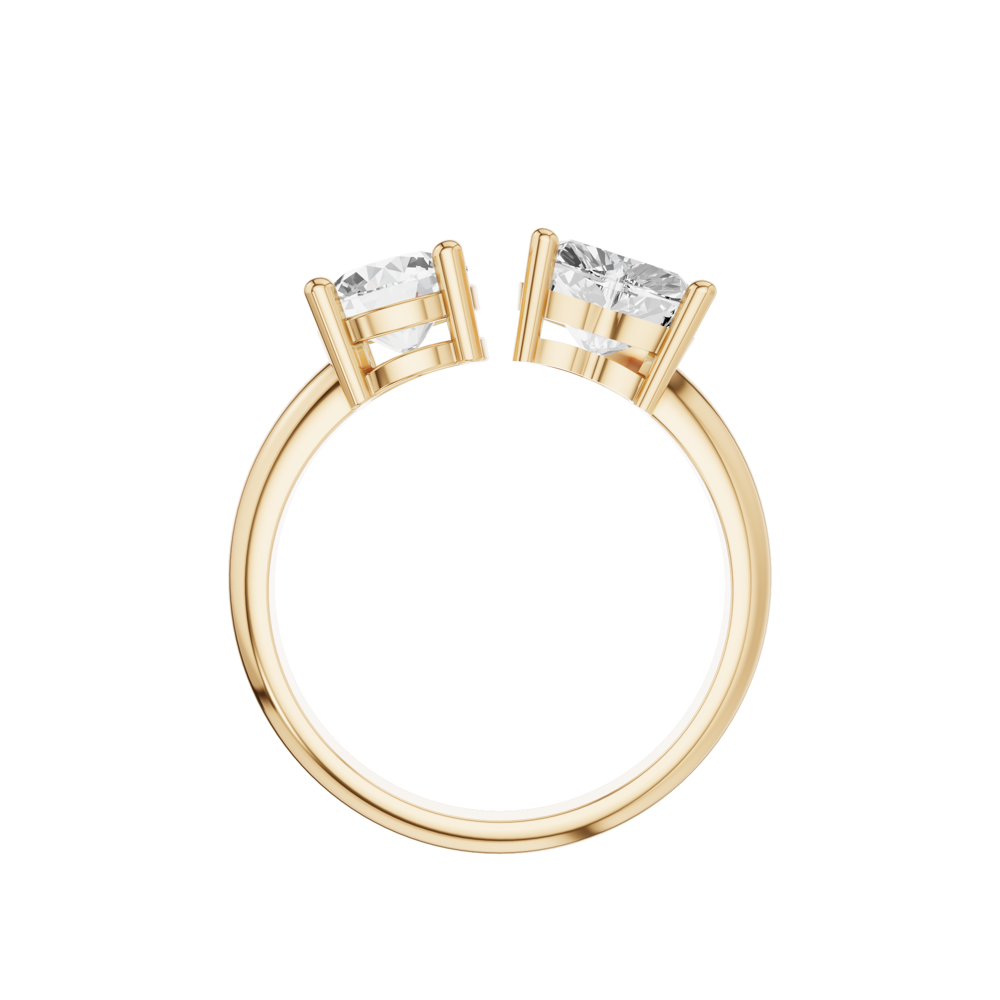 Round and Heart Cut Two Stone Ring