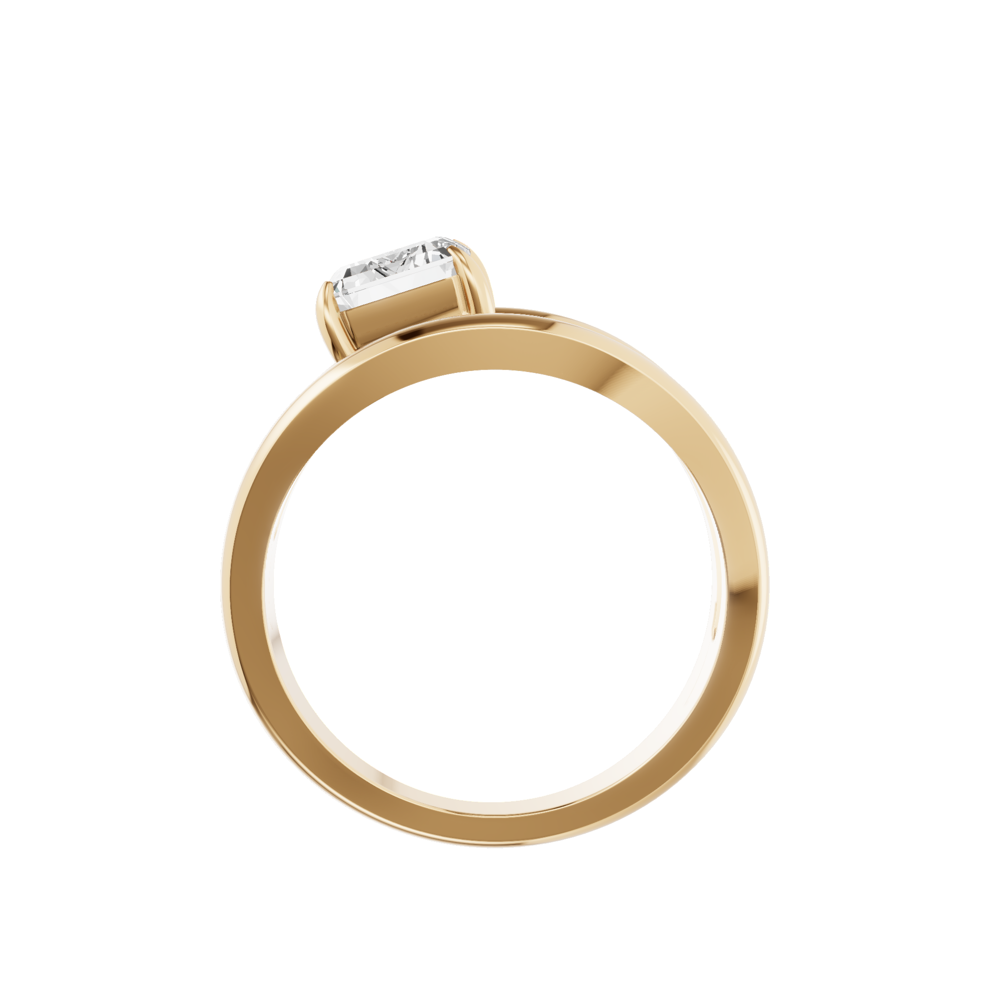 Emerald Cut Solitaire Double Band Ring