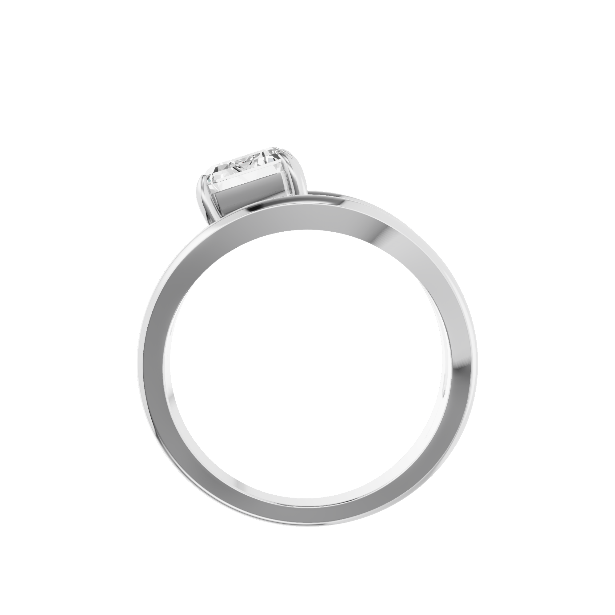 Emerald Cut Solitaire Double Band Ring