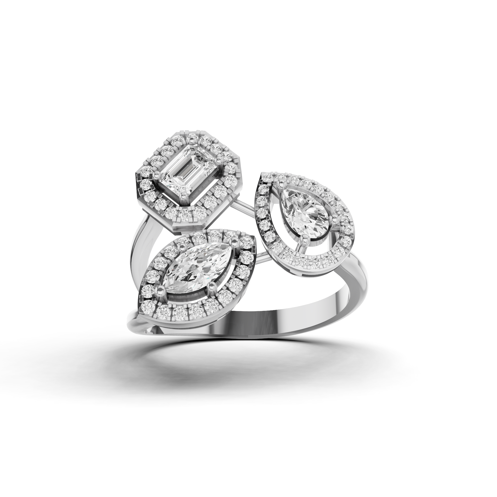 Multi Shape Halo Dress Ring