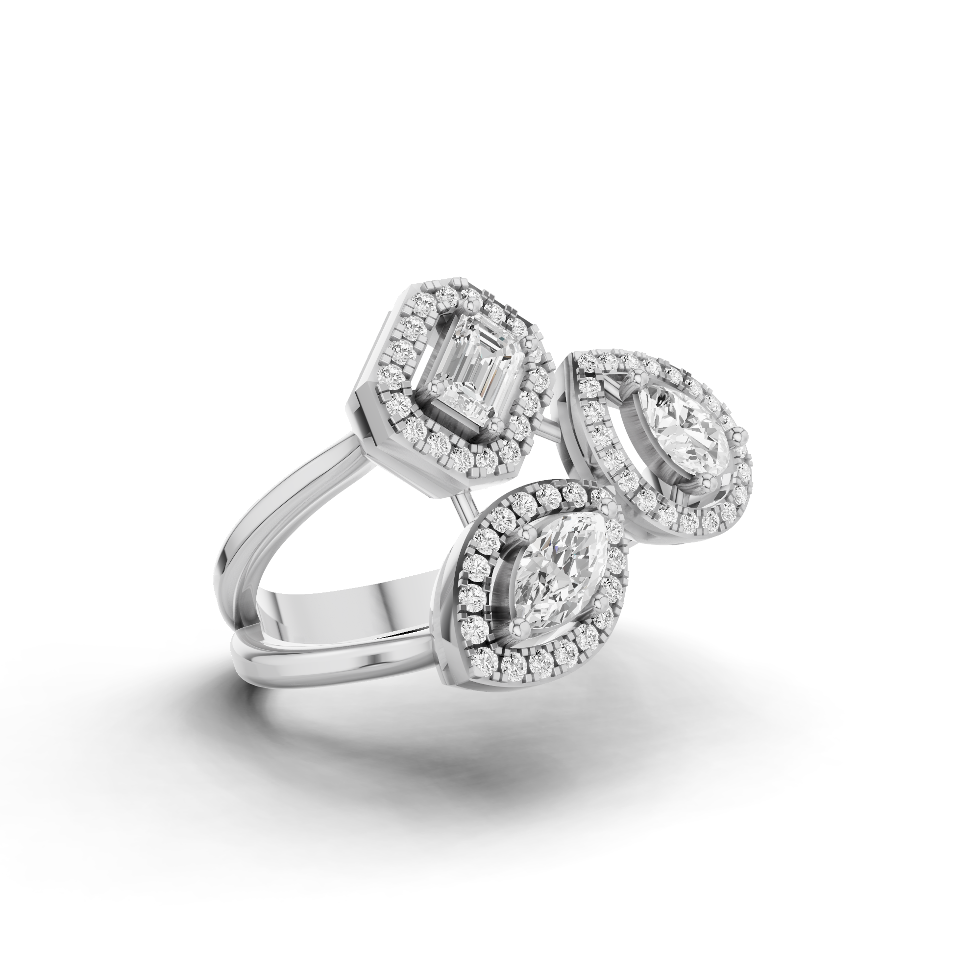 Multi Shape Halo Dress Ring