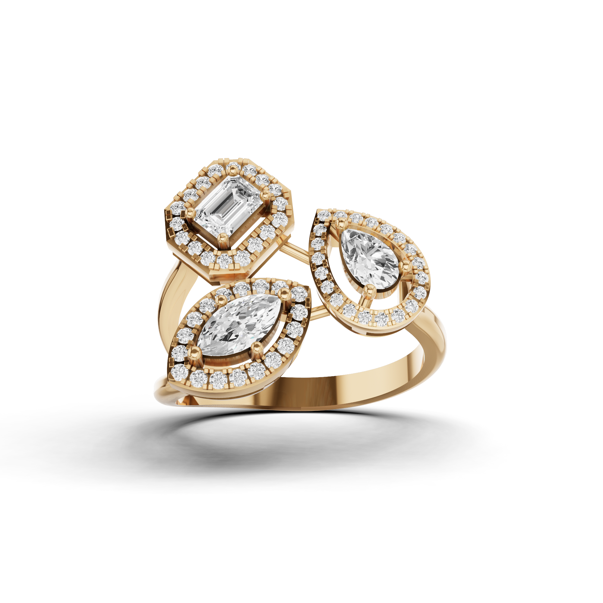 Multi Shape Halo Dress Ring