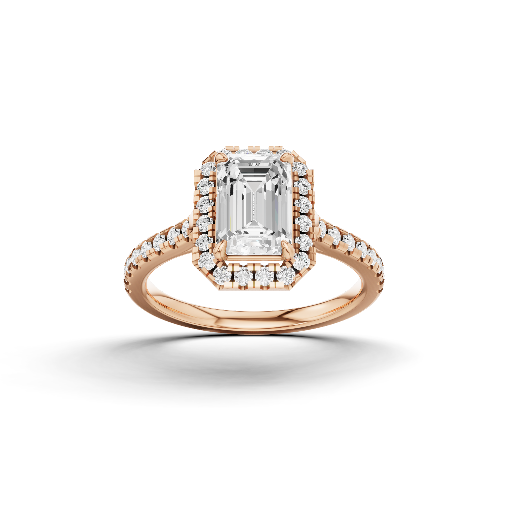 Emerald Cut Halo Ring