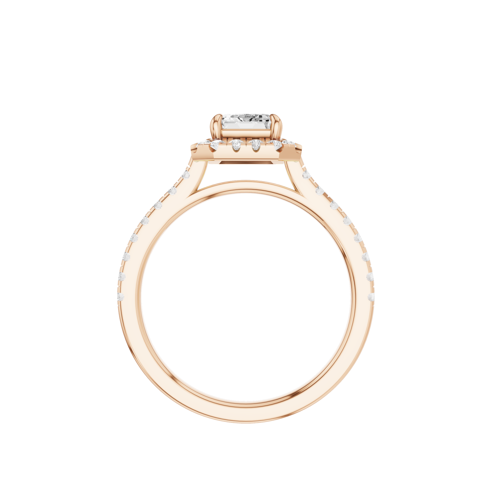 Emerald Cut Halo Ring