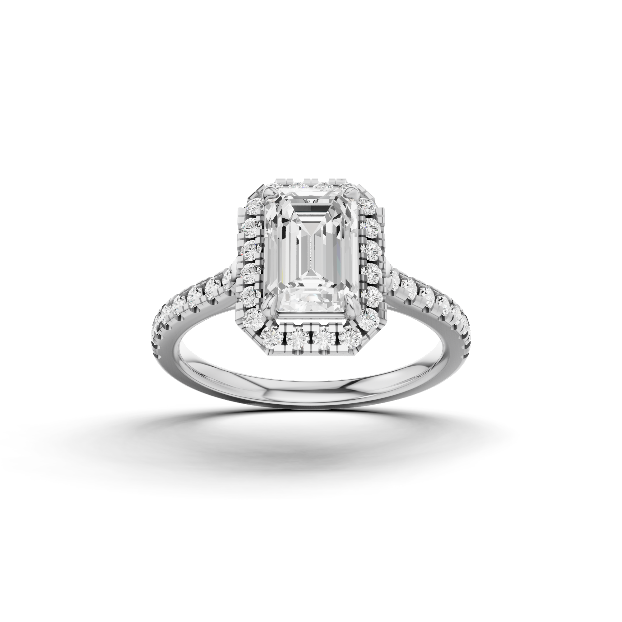 Emerald Cut Halo Ring