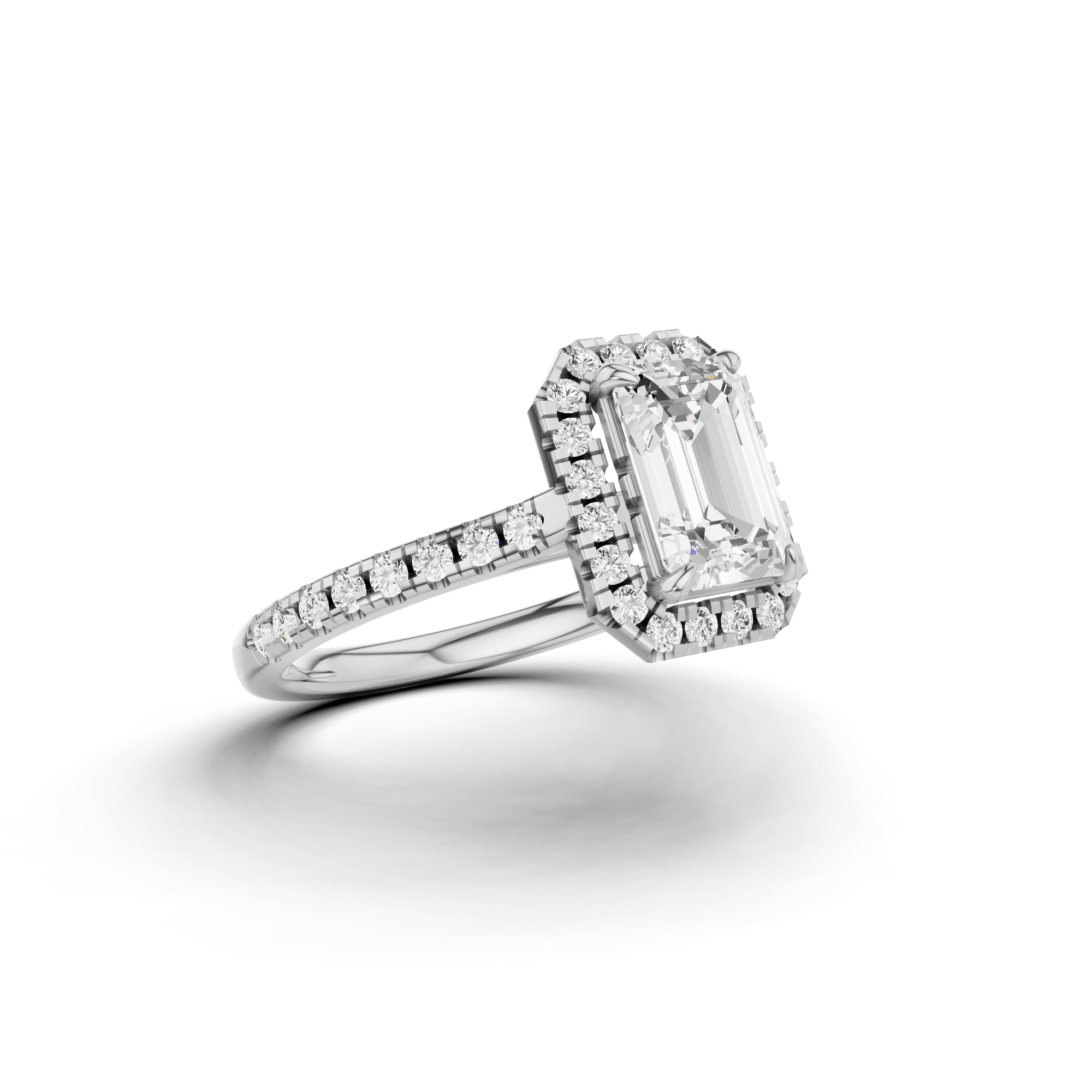 Emerald Cut Halo Ring