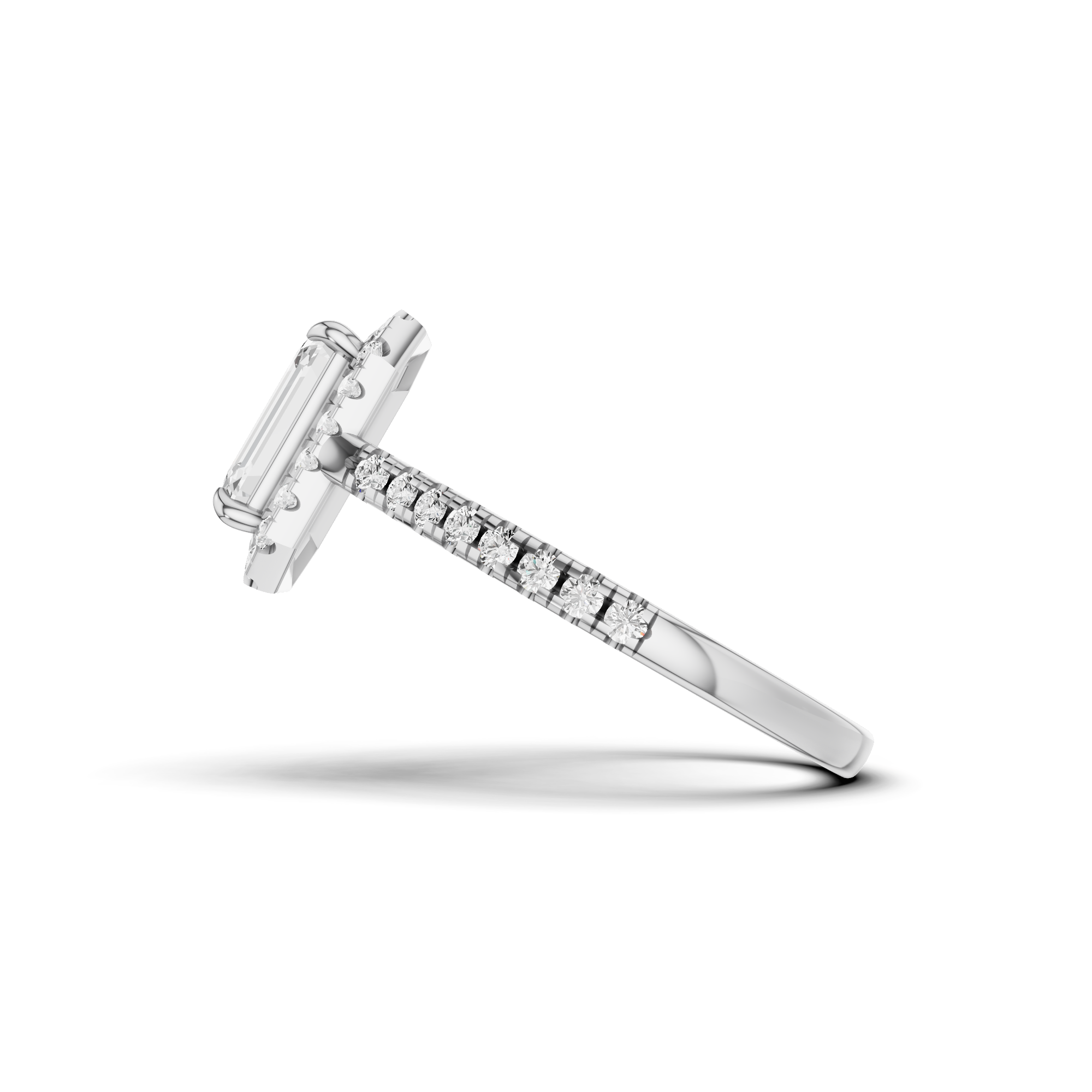 Emerald Cut Halo Ring