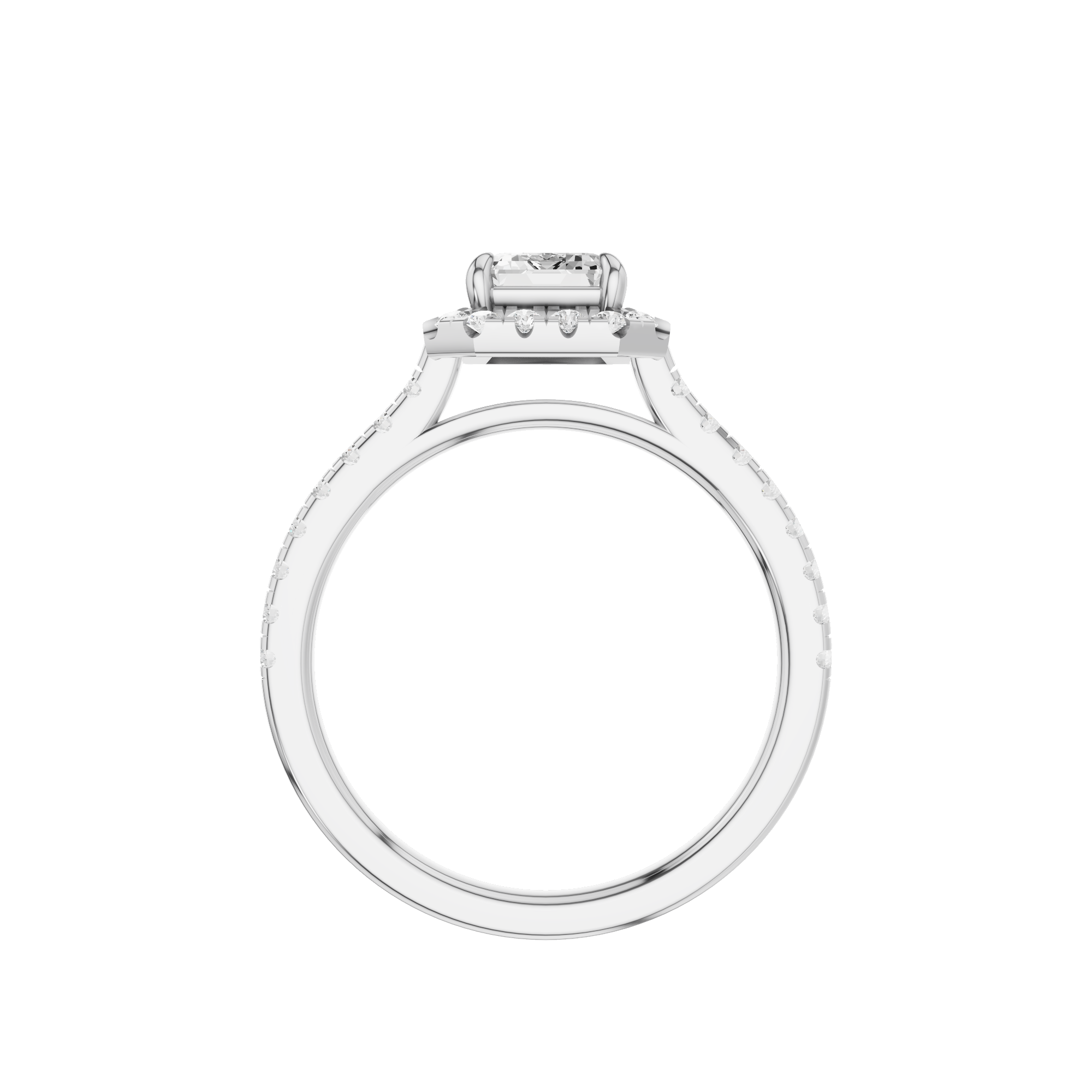 Emerald Cut Halo Ring