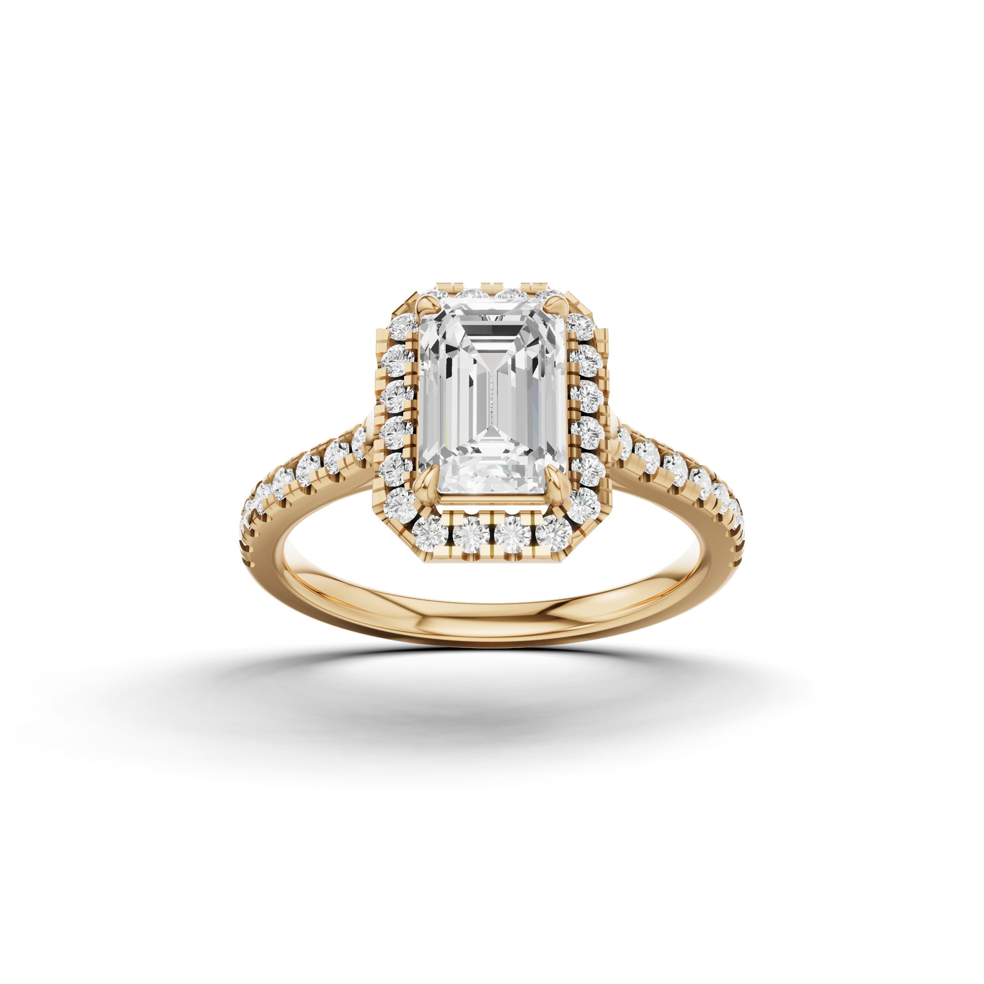 Emerald Cut Halo Ring