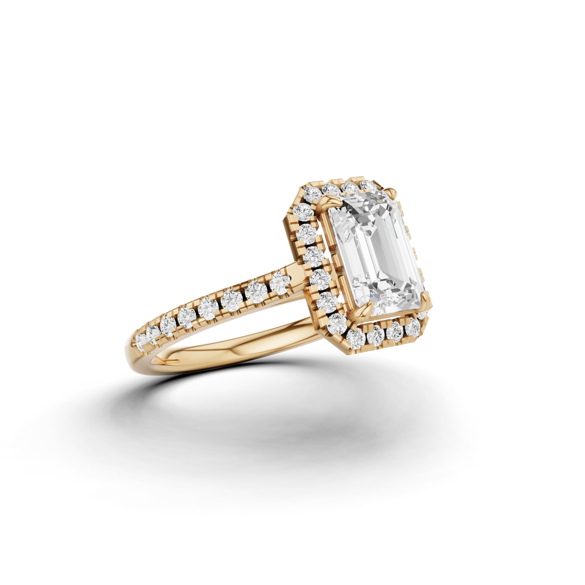 Emerald Cut Halo Ring