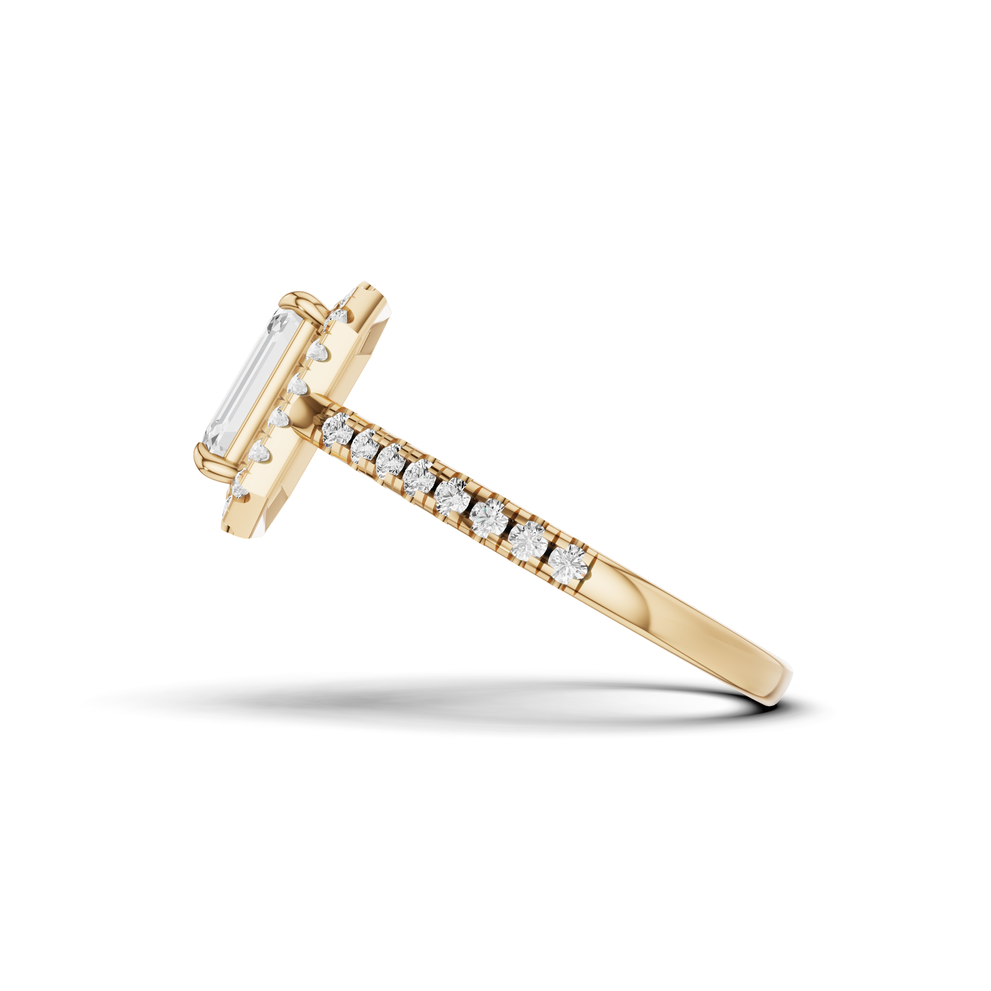 Emerald Cut Halo Ring