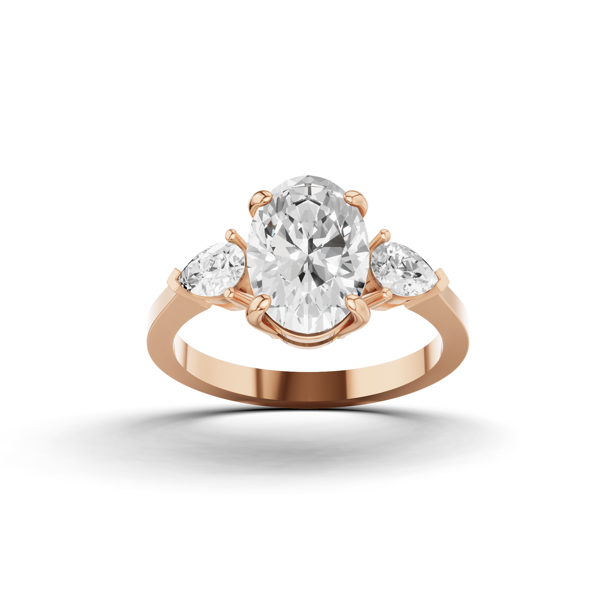 Oval & Pear Three Stone Ring