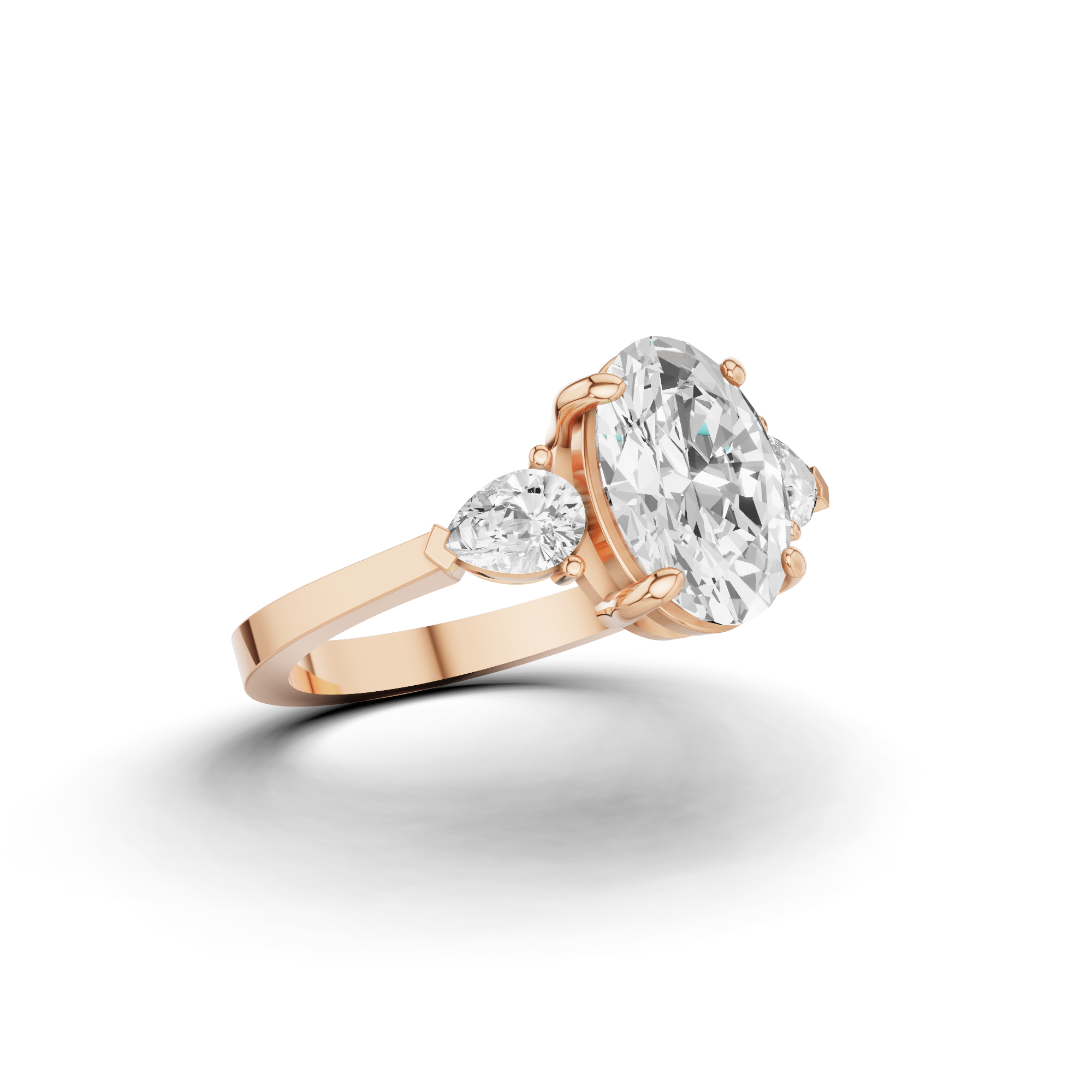Oval & Pear Three Stone Ring