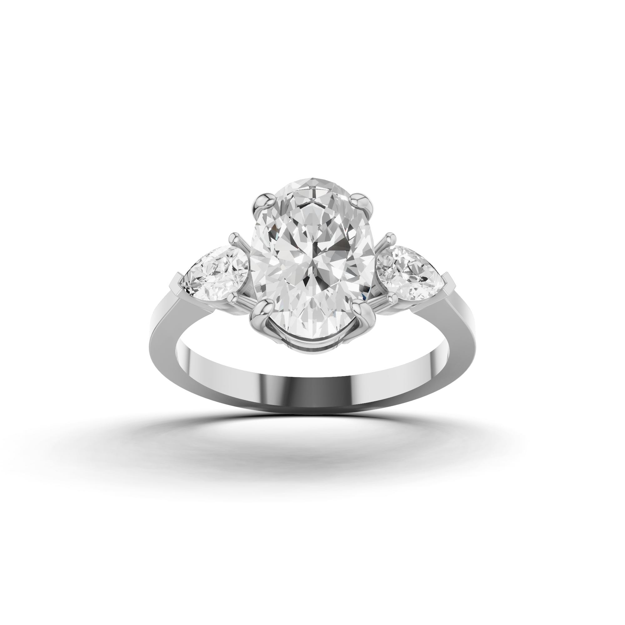 Oval & Pear Three Stone Ring