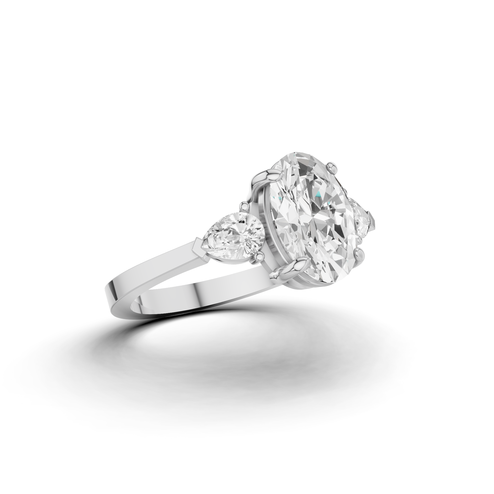 Oval & Pear Three Stone Ring