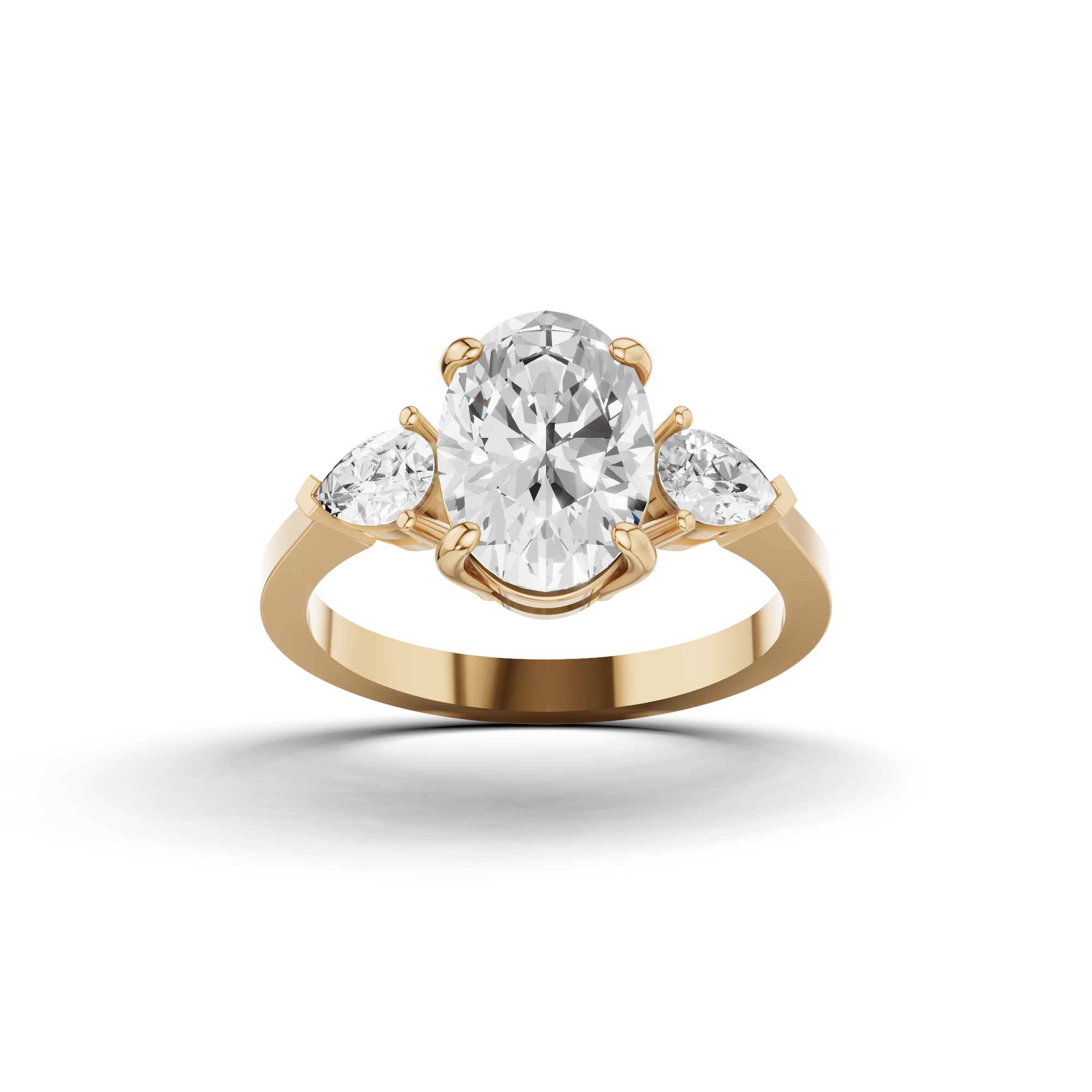 Oval & Pear Three Stone Ring