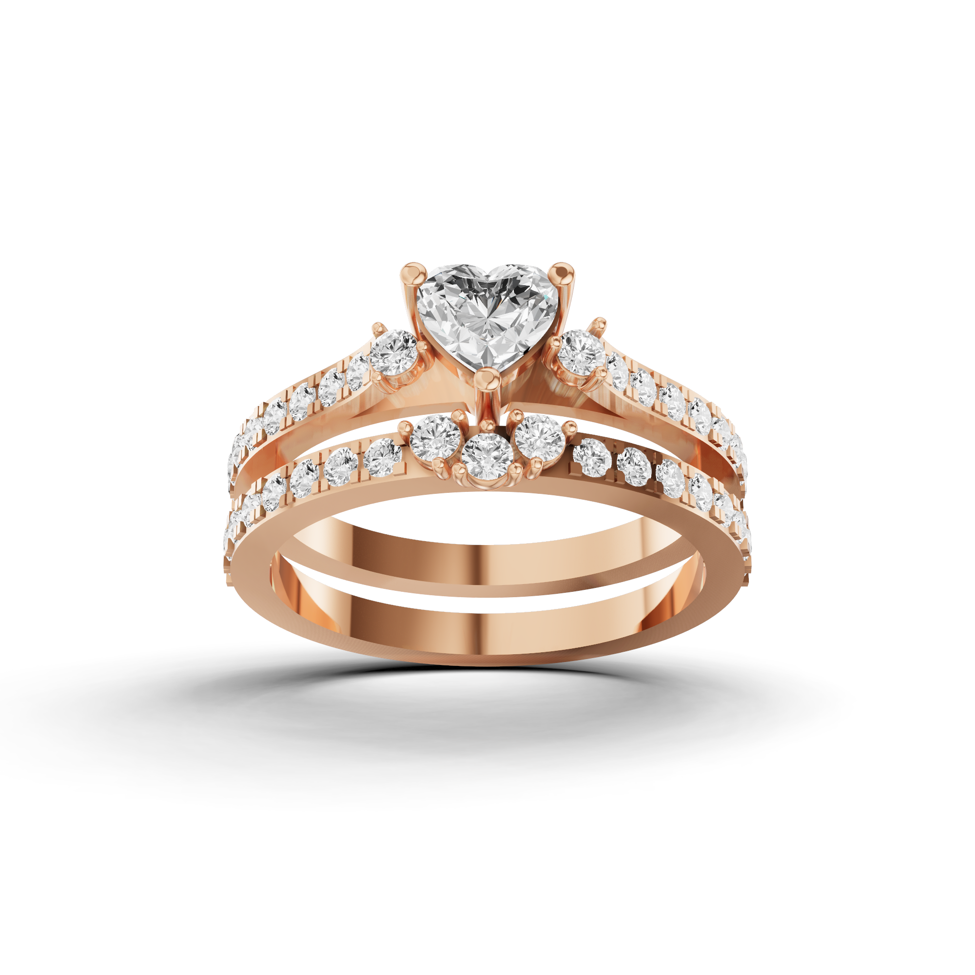Heart Bridal Ring Set