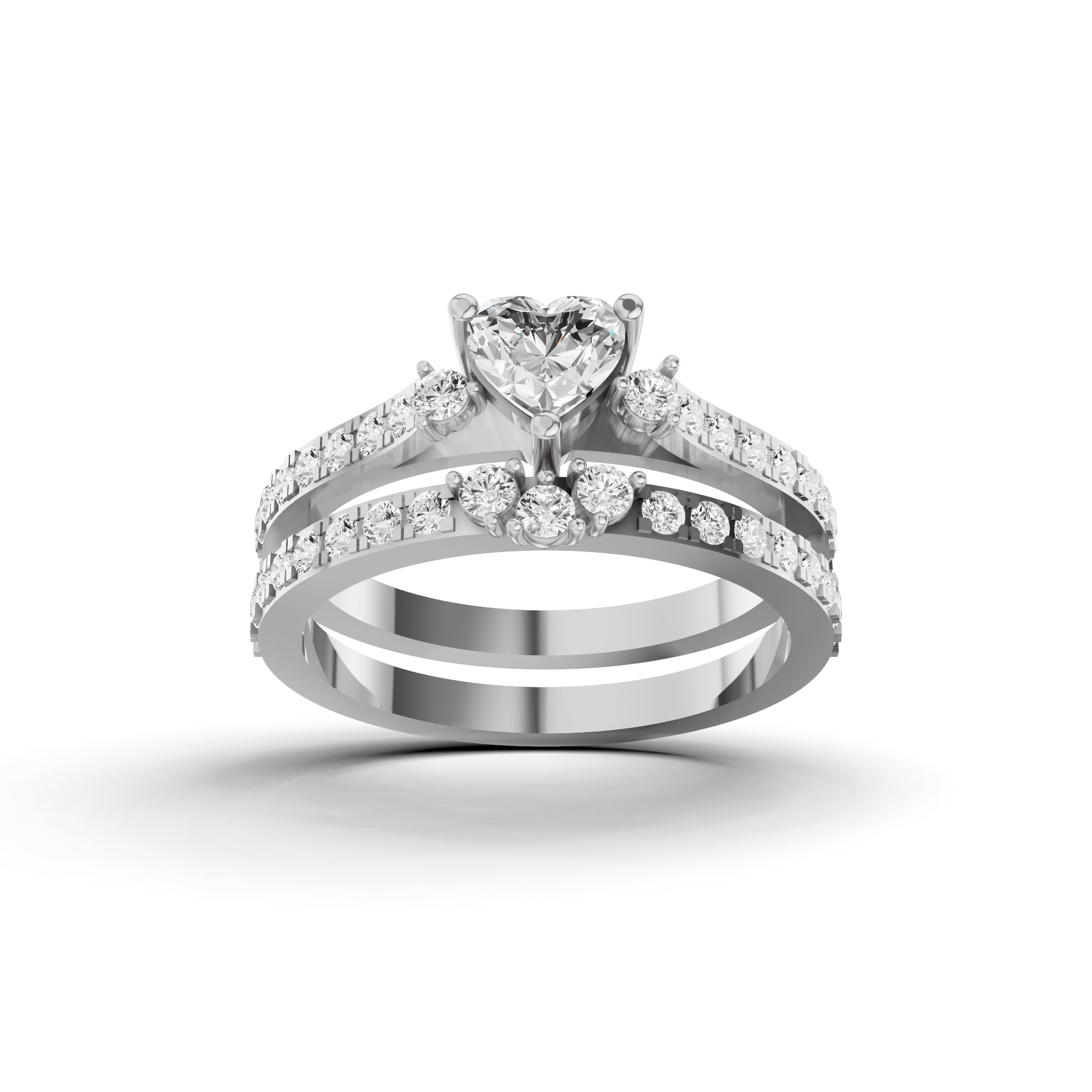 Heart Bridal Ring Set