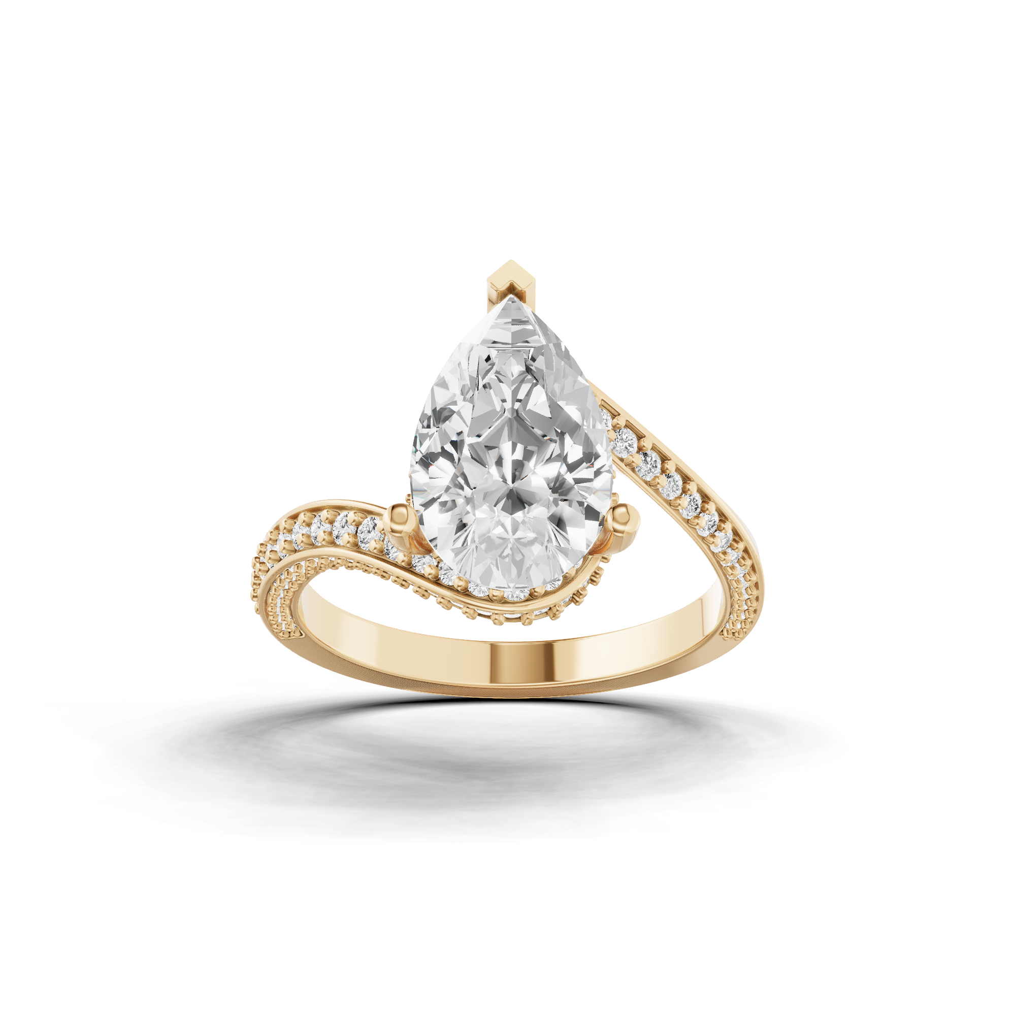 Pave Pear Twist Ring