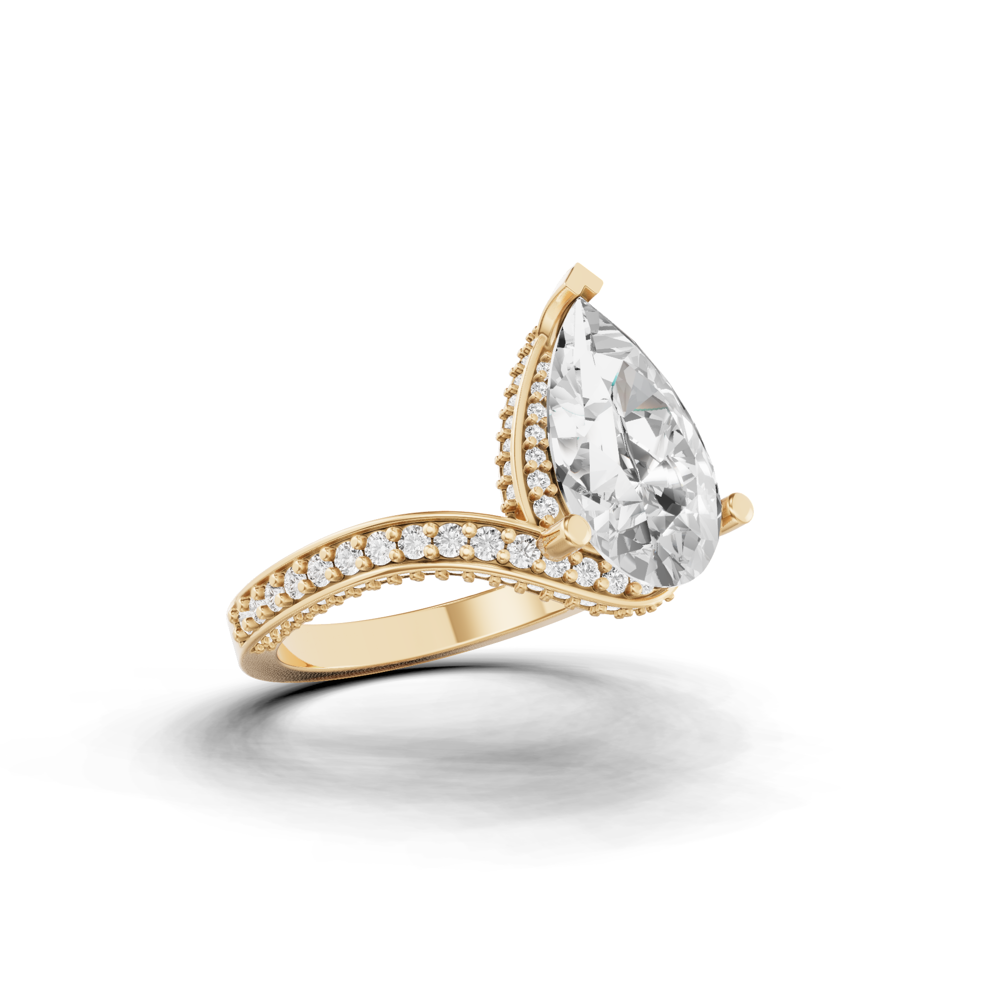 Pave Pear Twist Ring