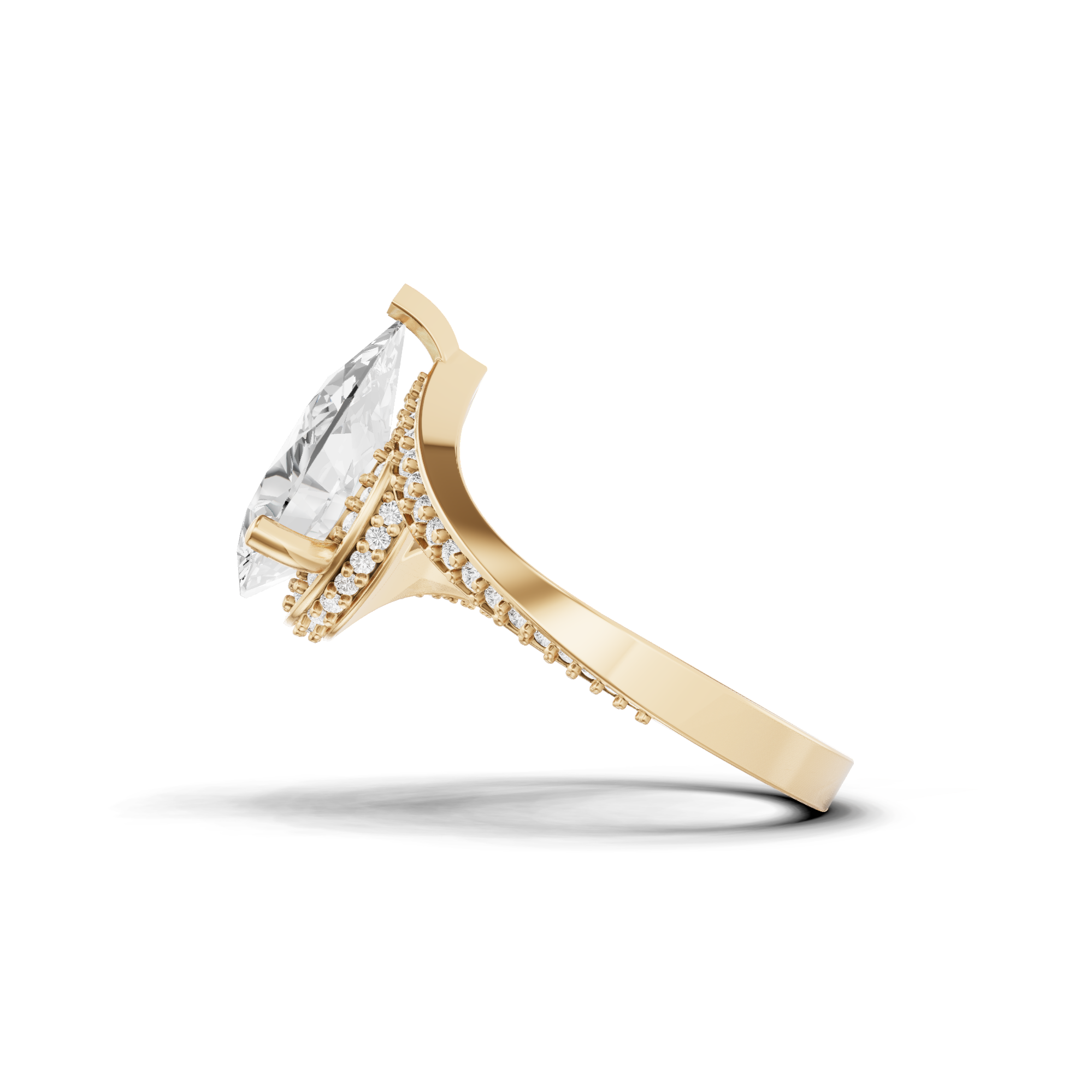 Pave Pear Twist Ring