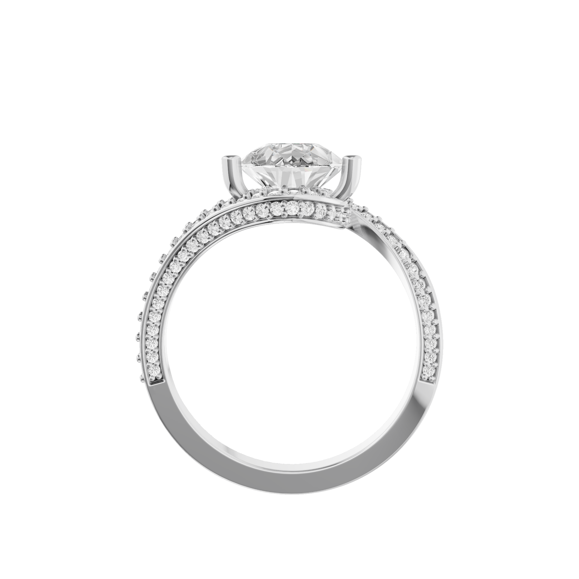 Pave Pear Twist Ring