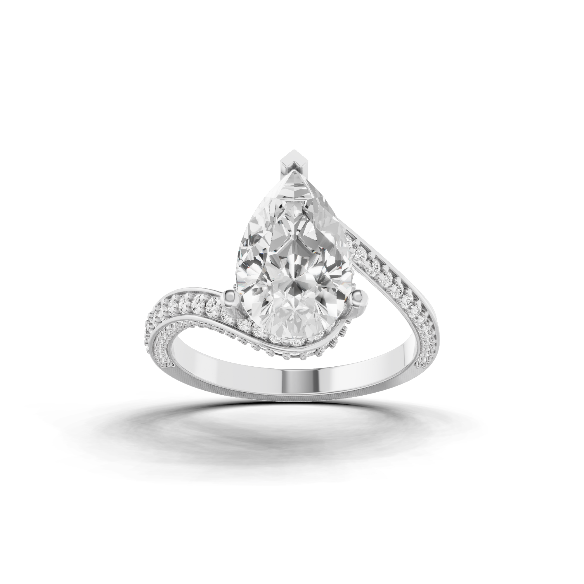 Pave Pear Twist Ring