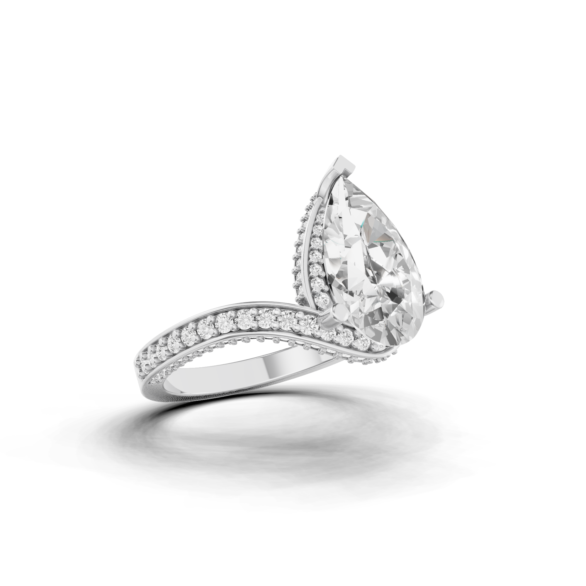 Pave Pear Twist Ring