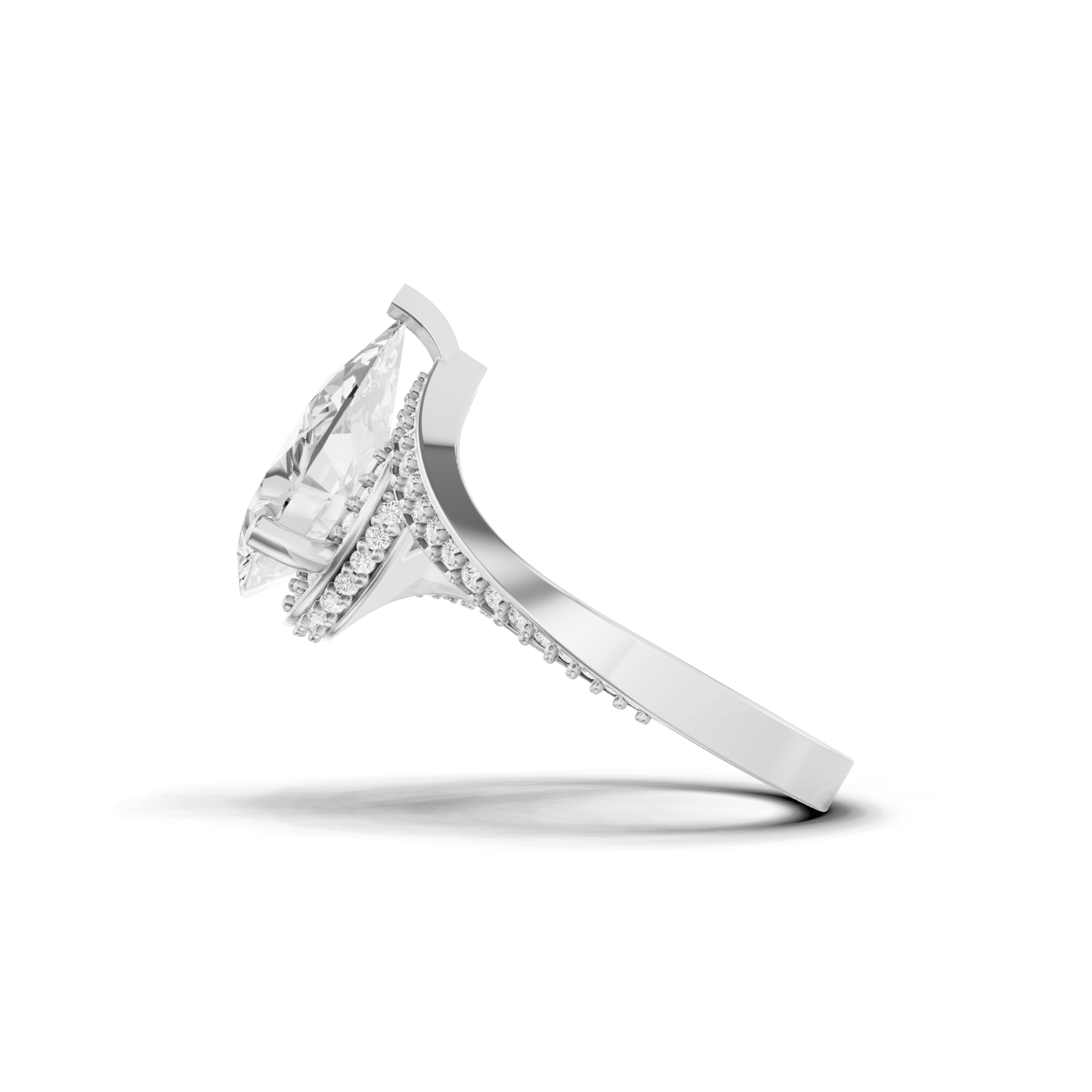 Pave Pear Twist Ring