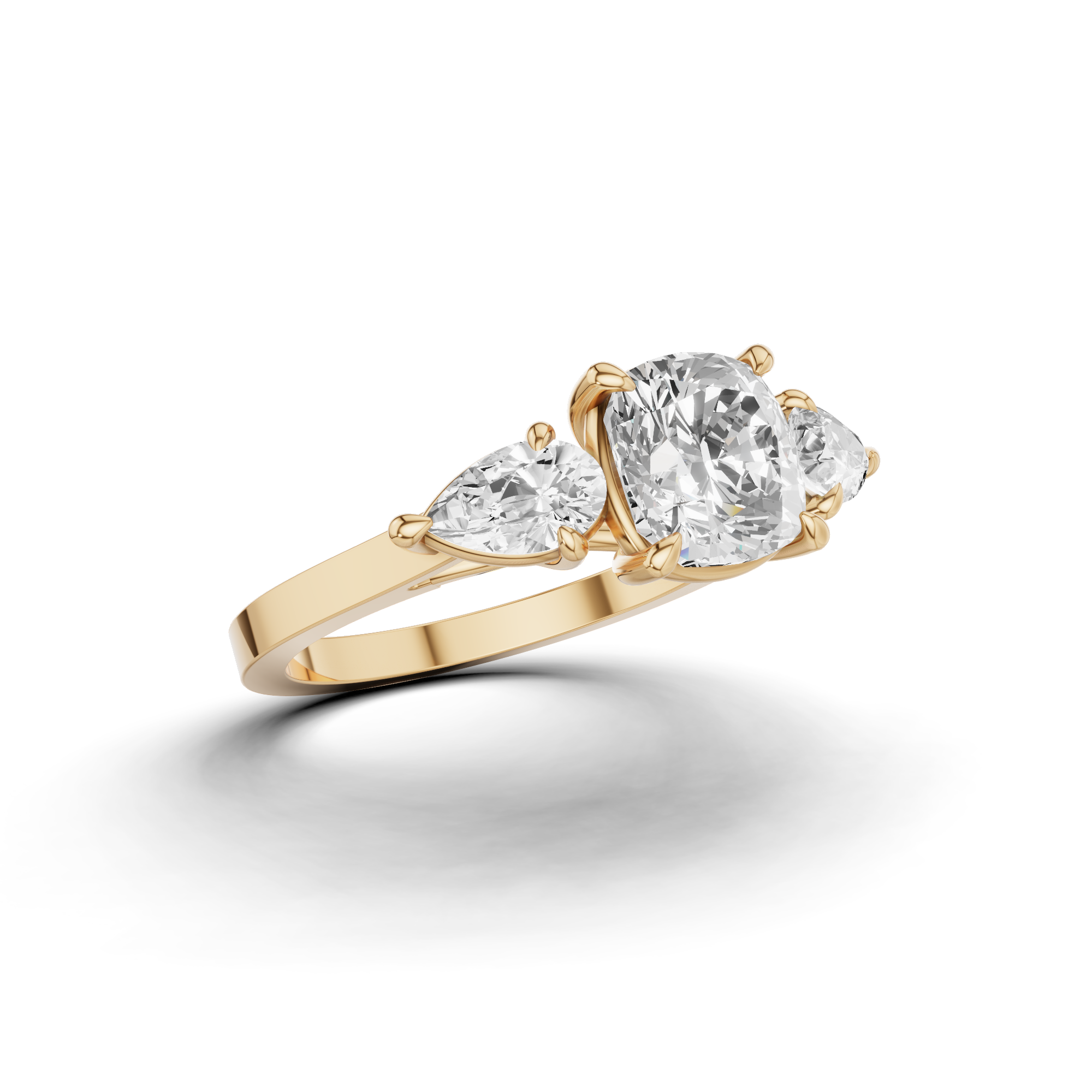 Cushion Cut Three Stone Diamond Ring