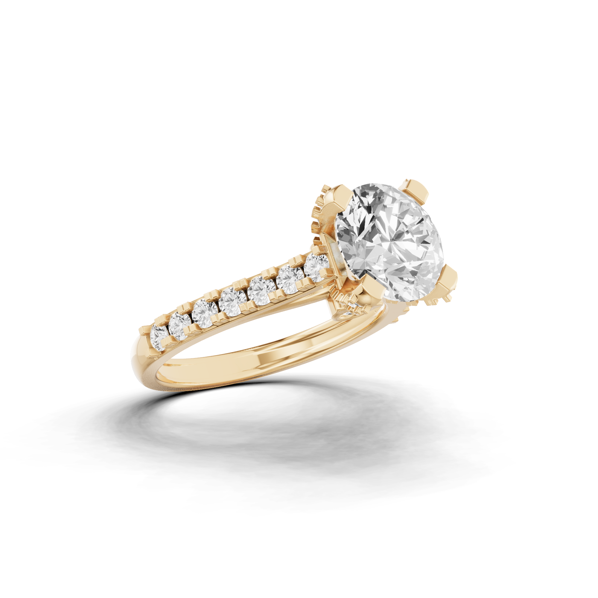 Wide Set Round Engagement Ring