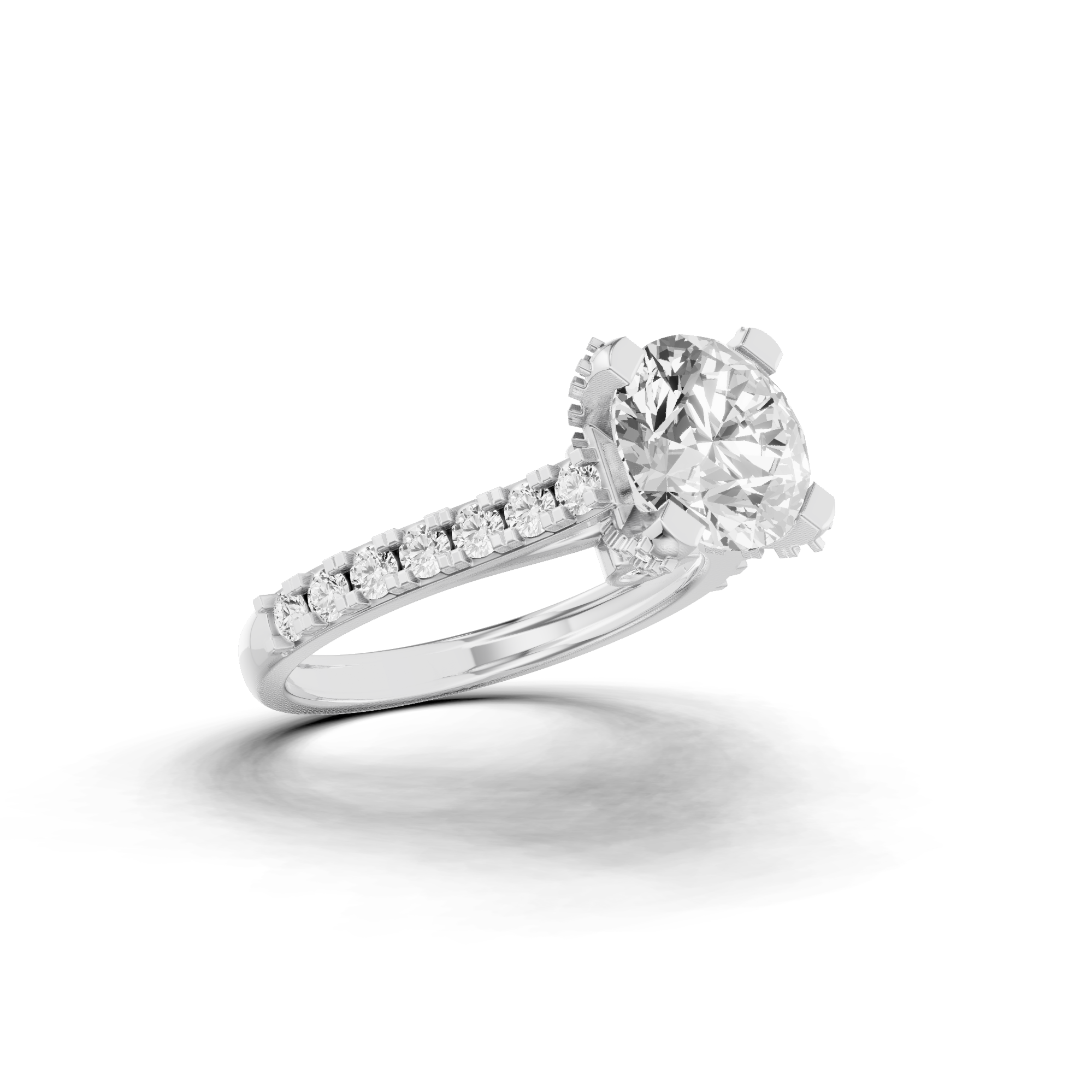 Wide Set Round Engagement Ring