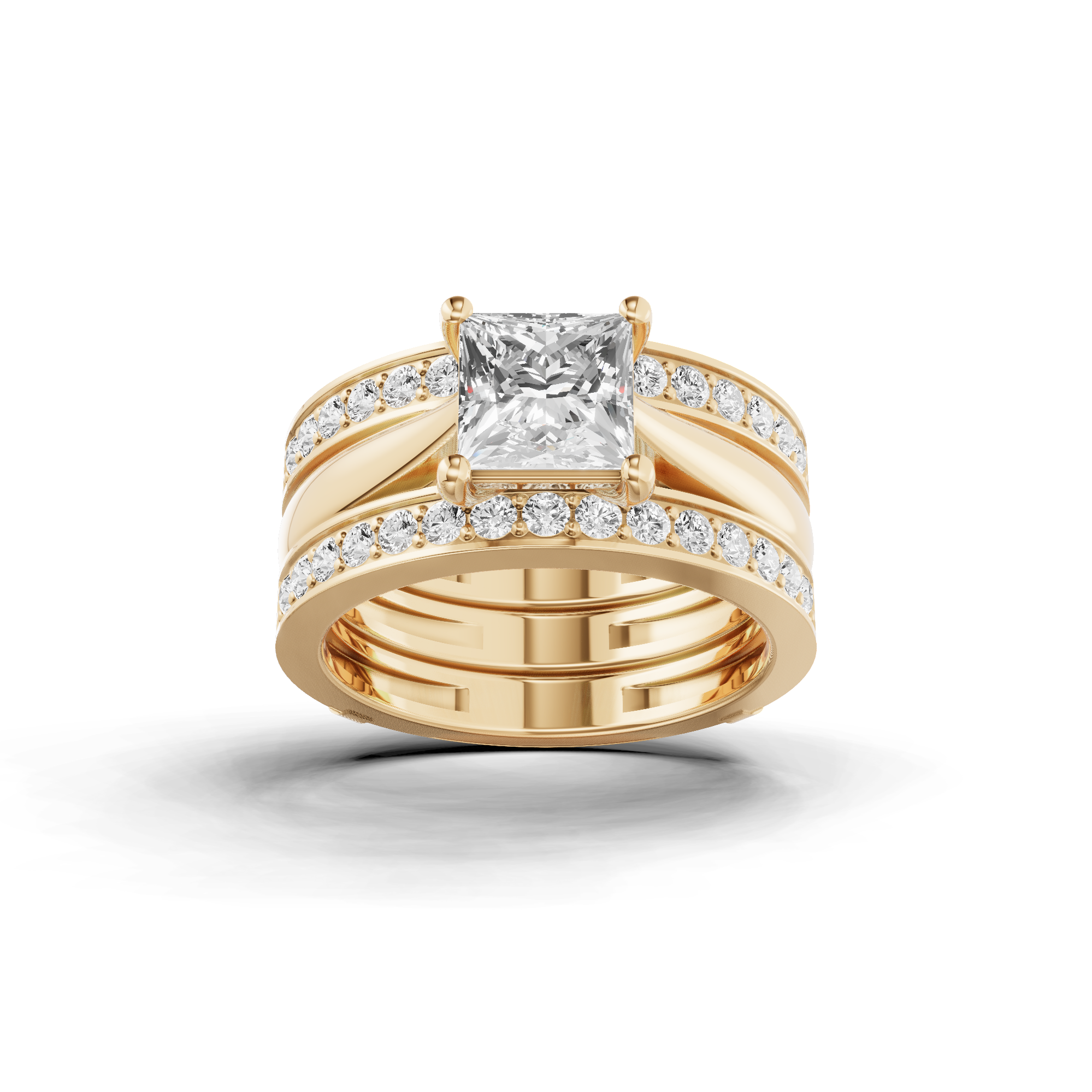 プリンセスカットダイヤモンド婚約指輪セット