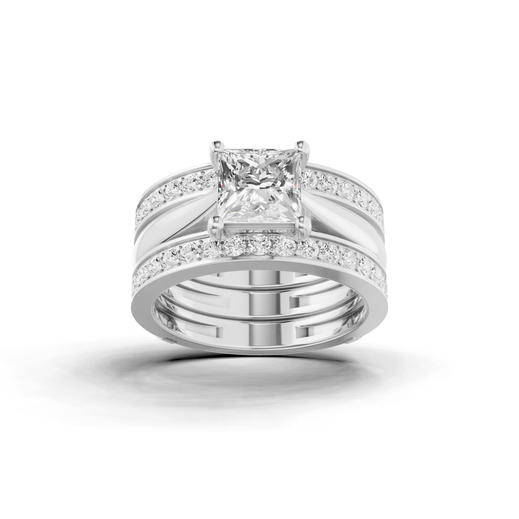 プリンセスカットダイヤモンド婚約指輪セット