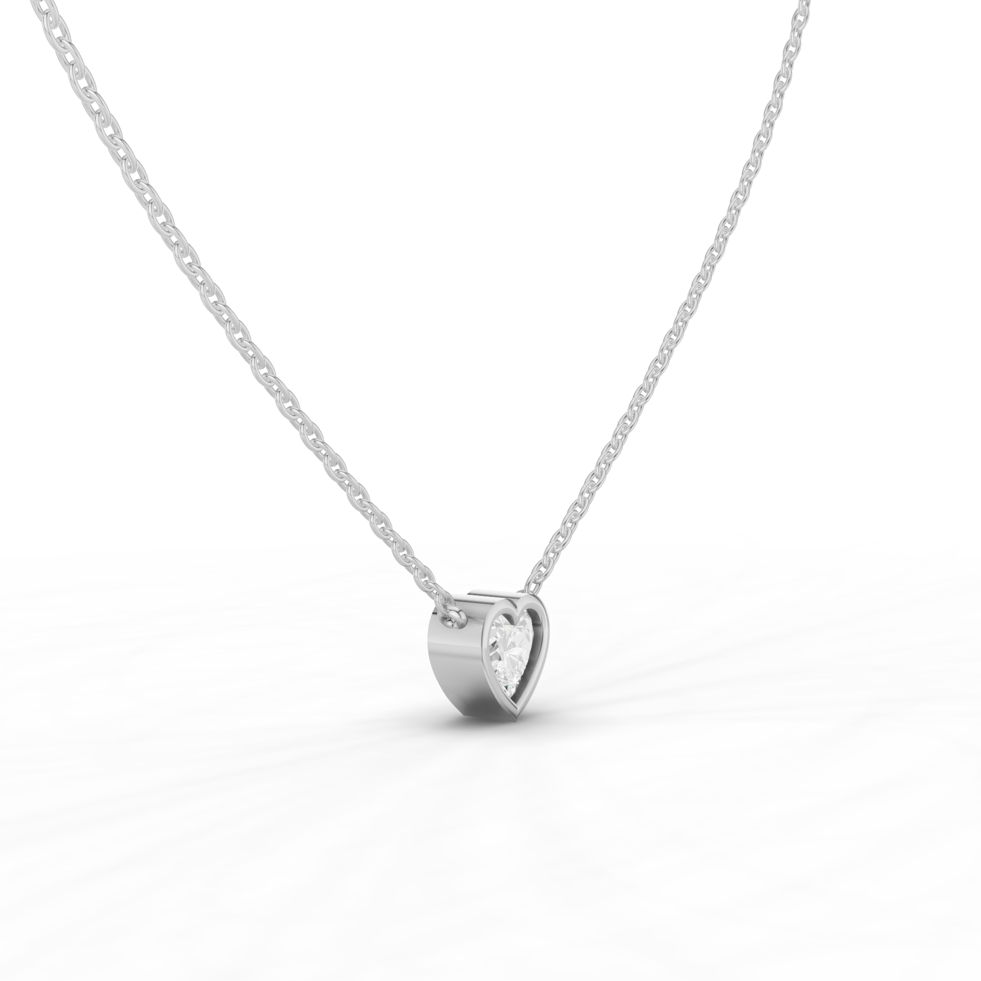 Bezel Set Heart Necklace