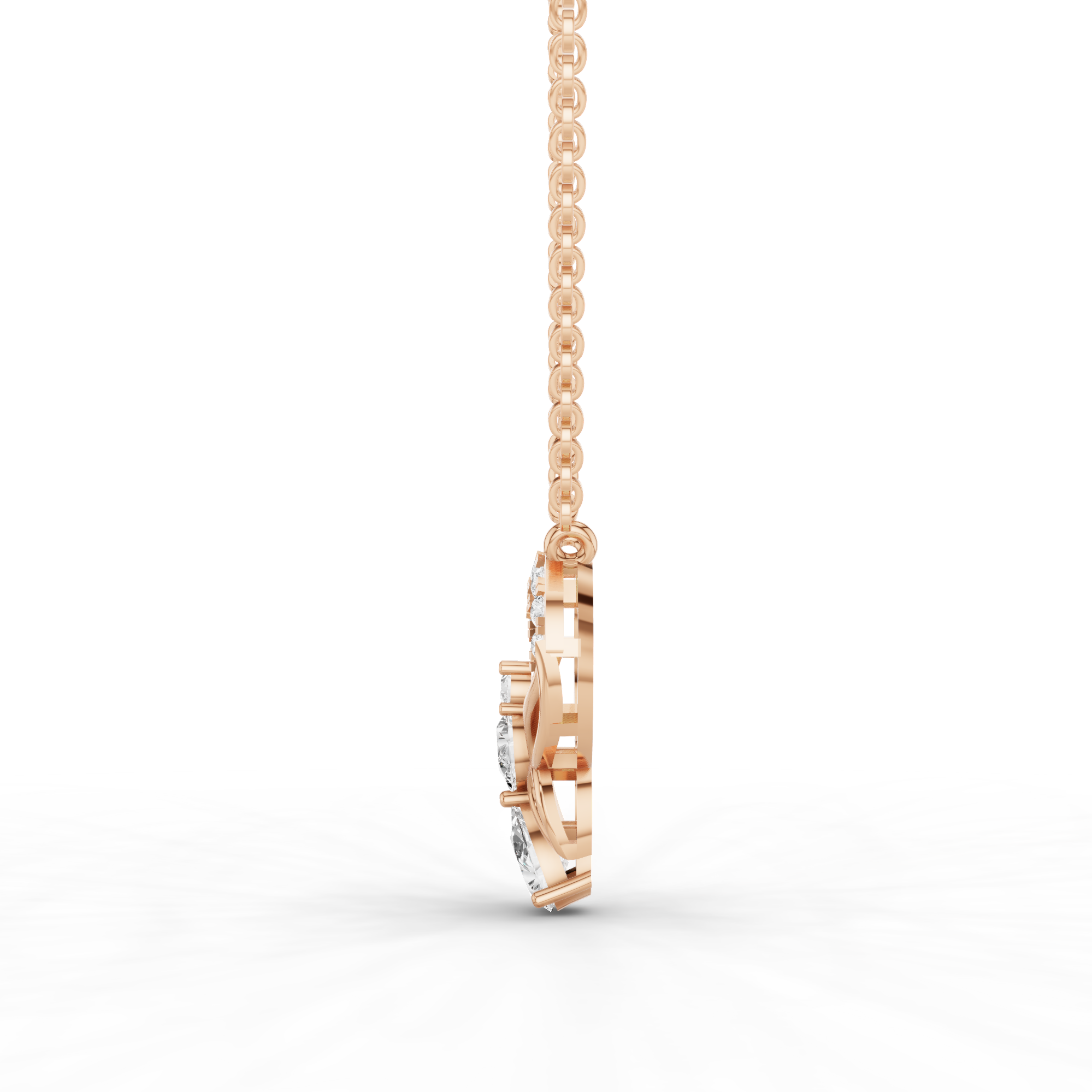 Butterfly Heart Diamond Pendant Necklace