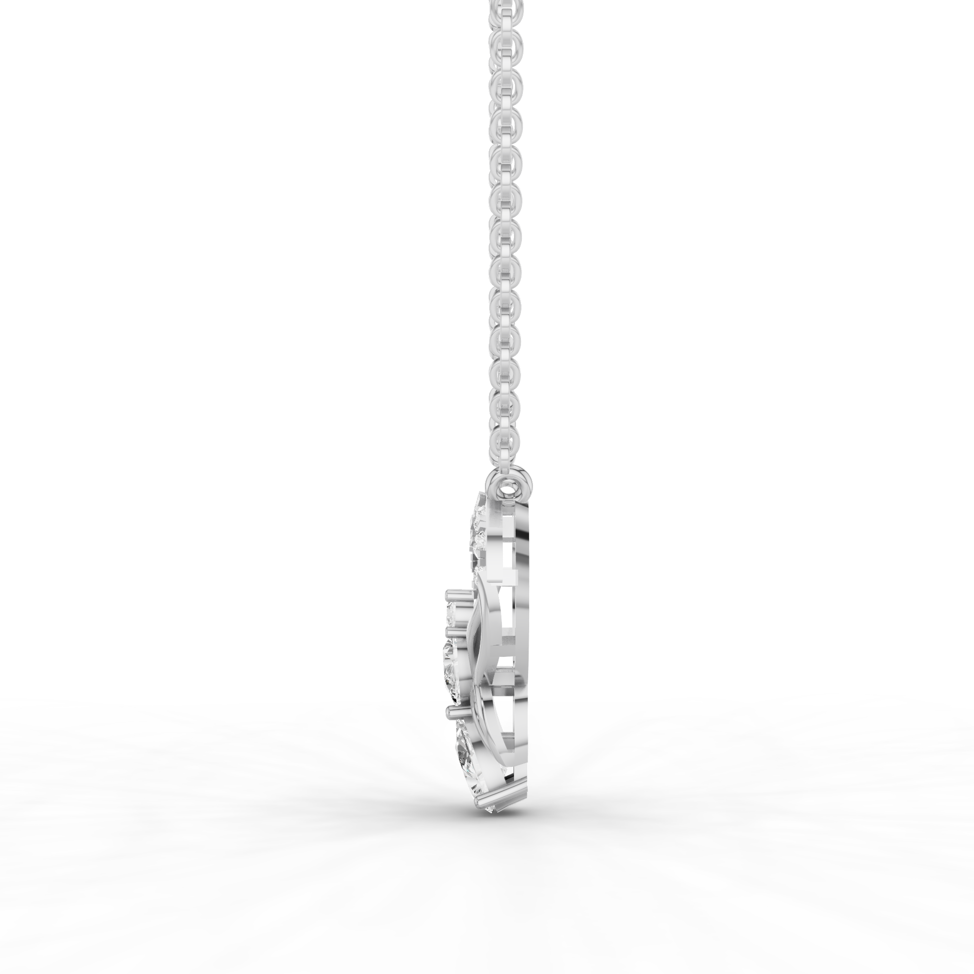 Butterfly Heart Diamond Pendant Necklace