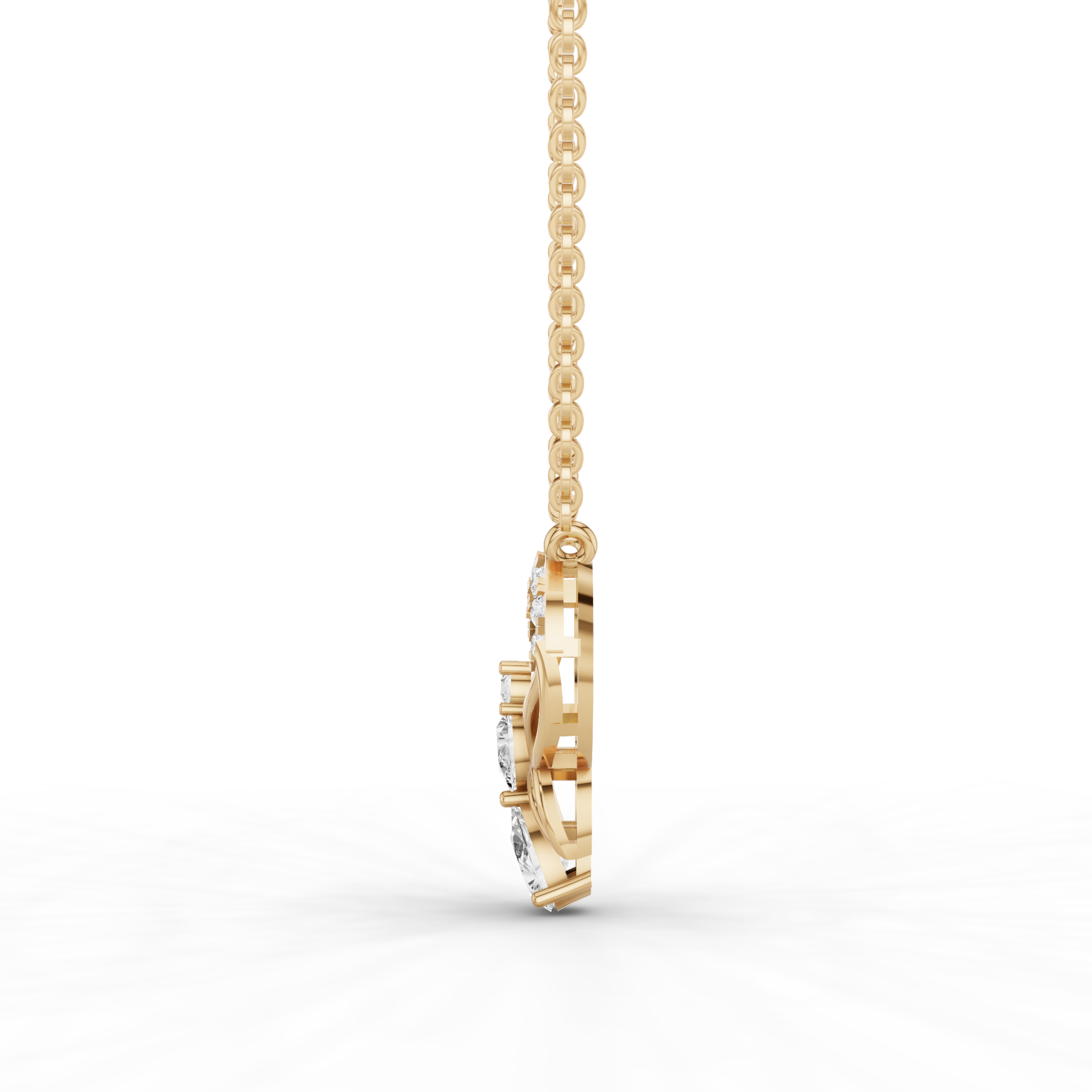 Butterfly Heart Diamond Pendant Necklace