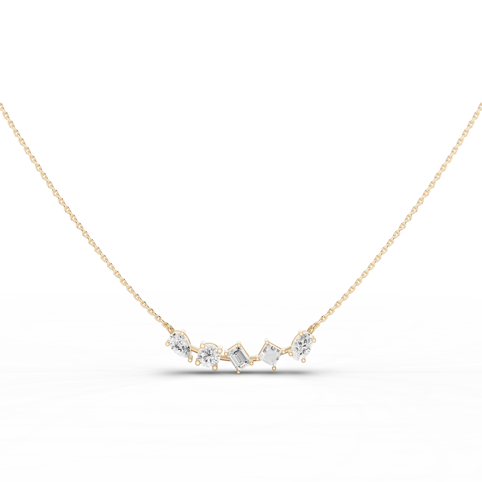 Multi Shape Diamond Station Necklace 2 CT