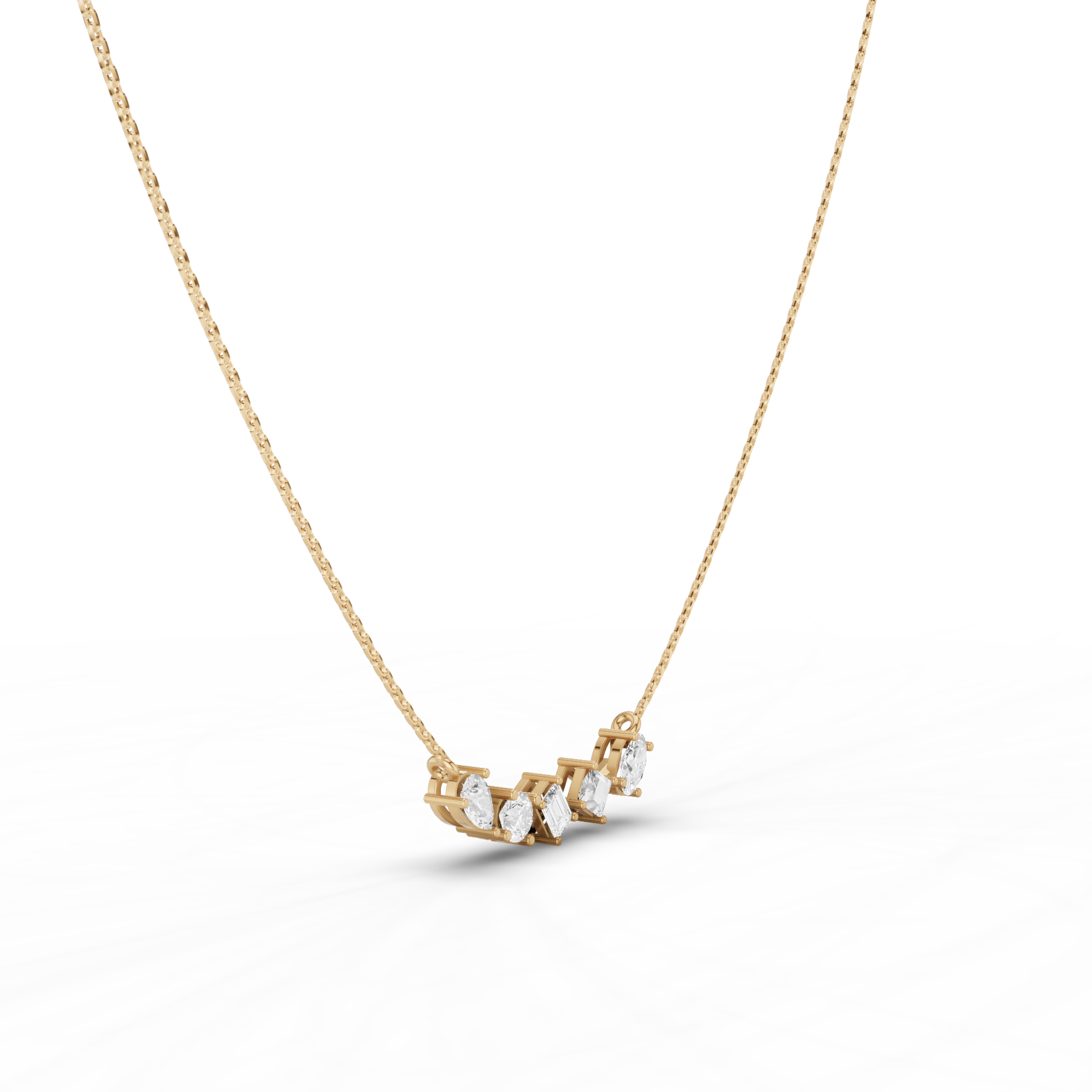 Multi Shape Diamond Station Necklace 1 CT