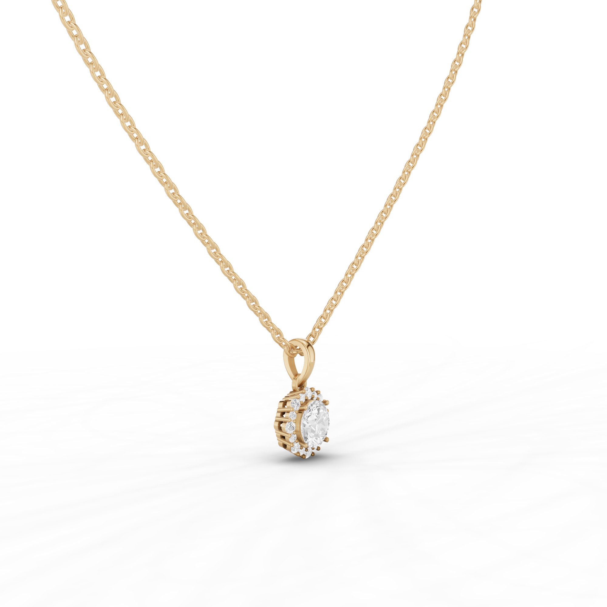Round Halo Pendant Necklace