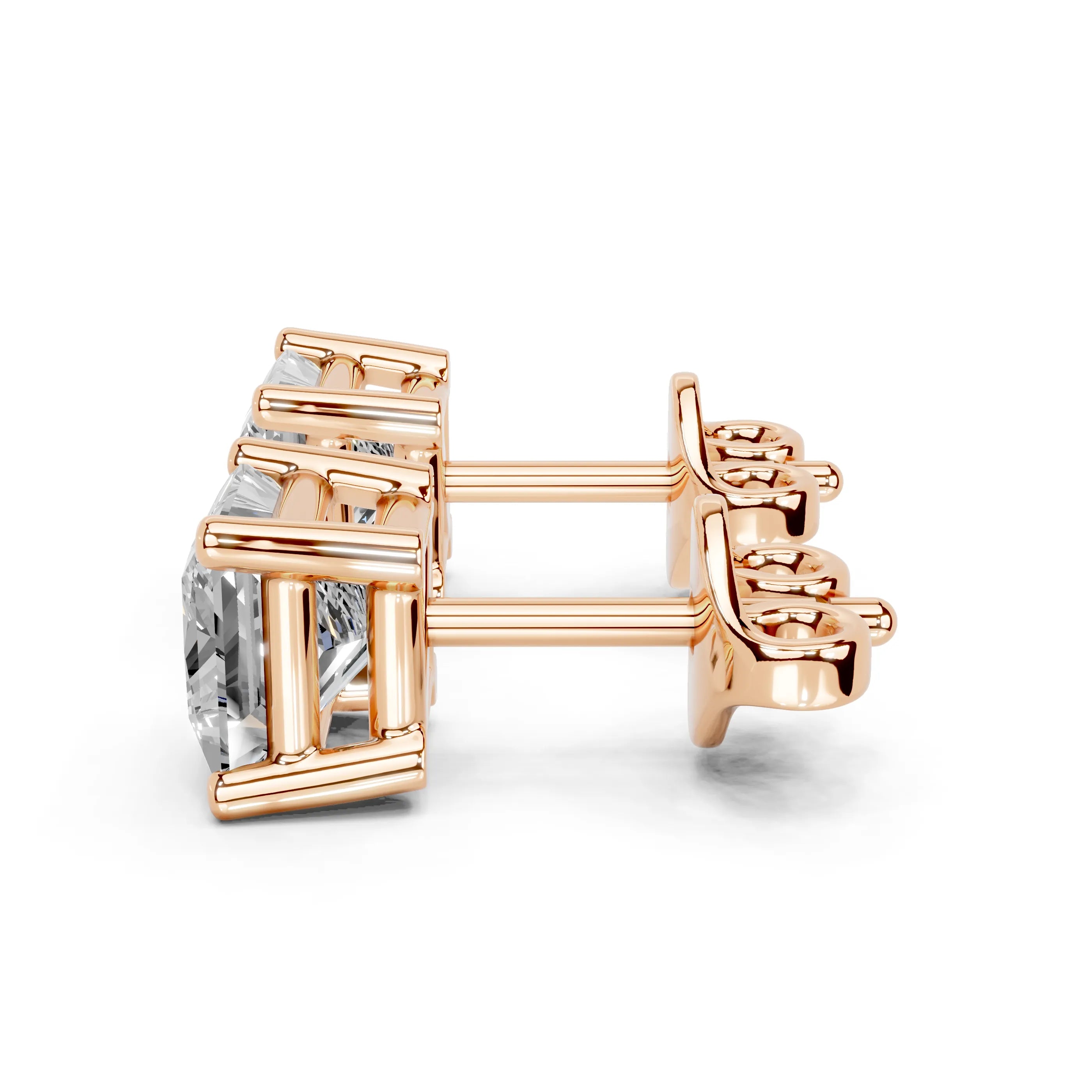 Princess Solitaire Stud Earrings 1 ct