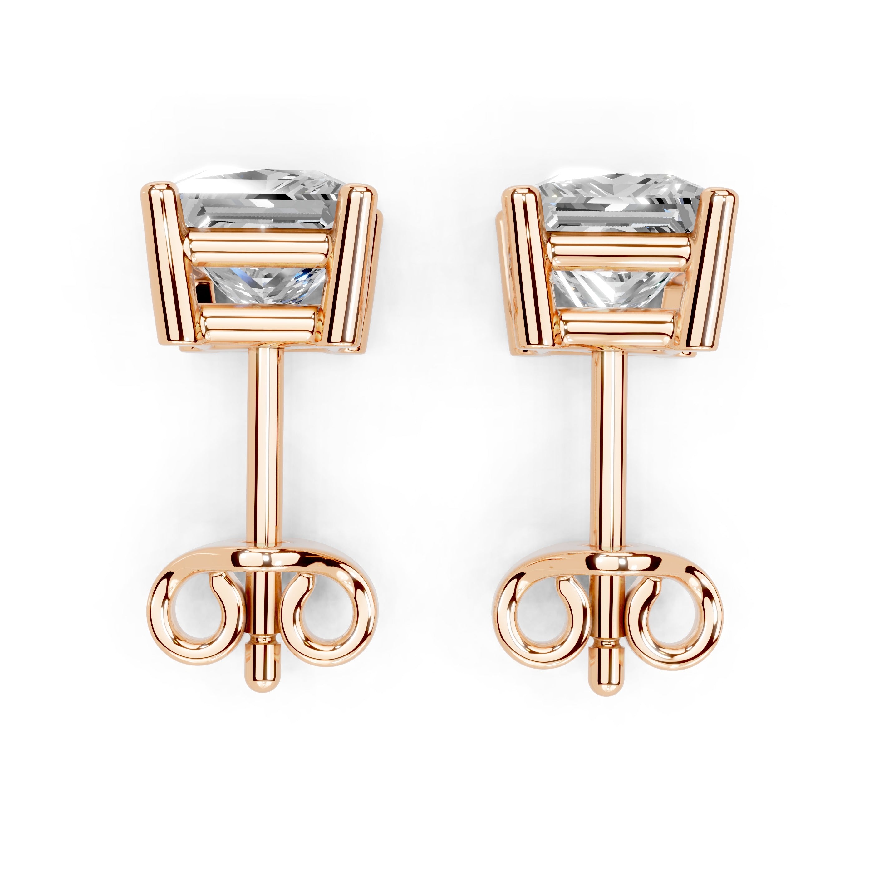 Princess Solitaire Stud Earrings 1 ct