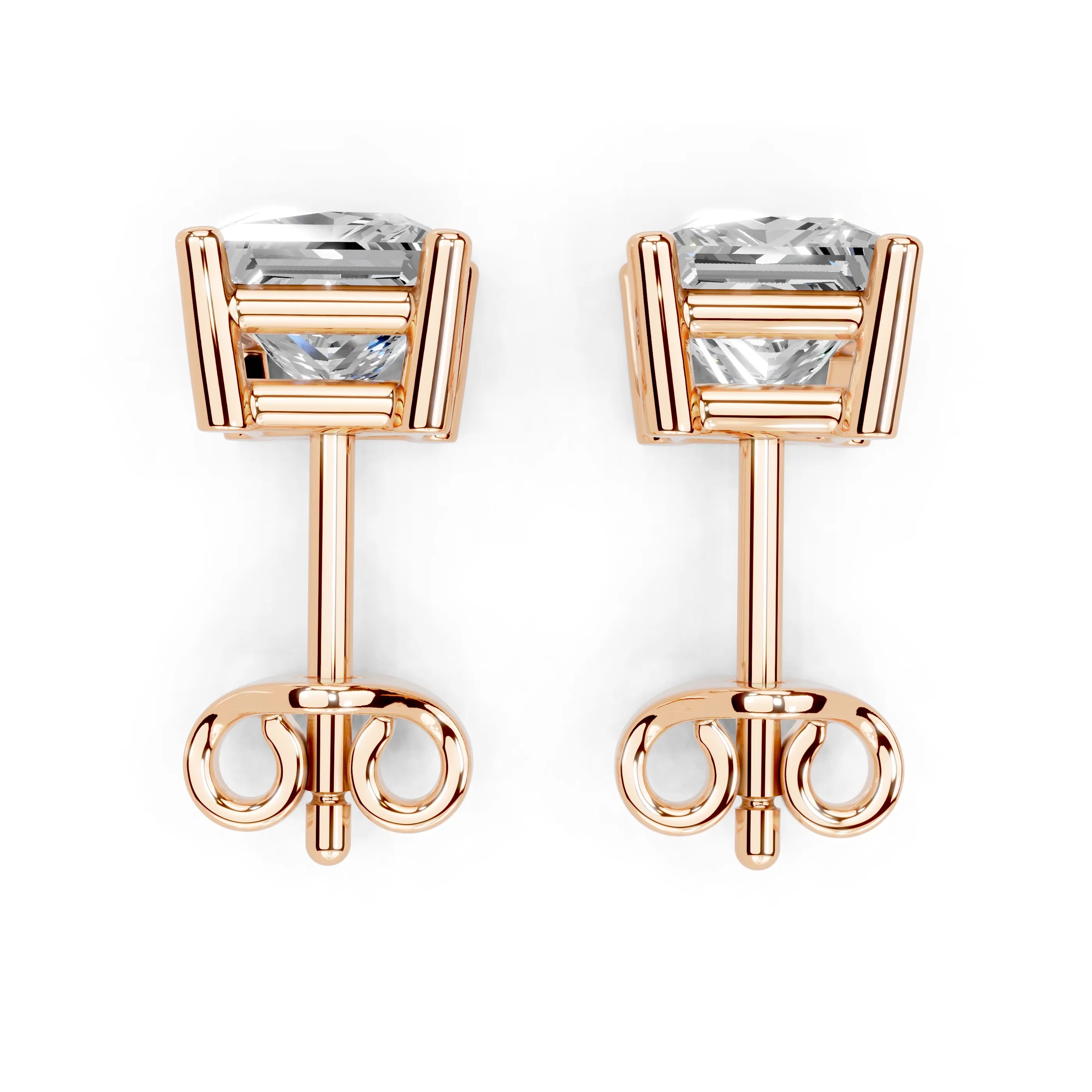 Princess Solitaire Stud Earrings 1 ct