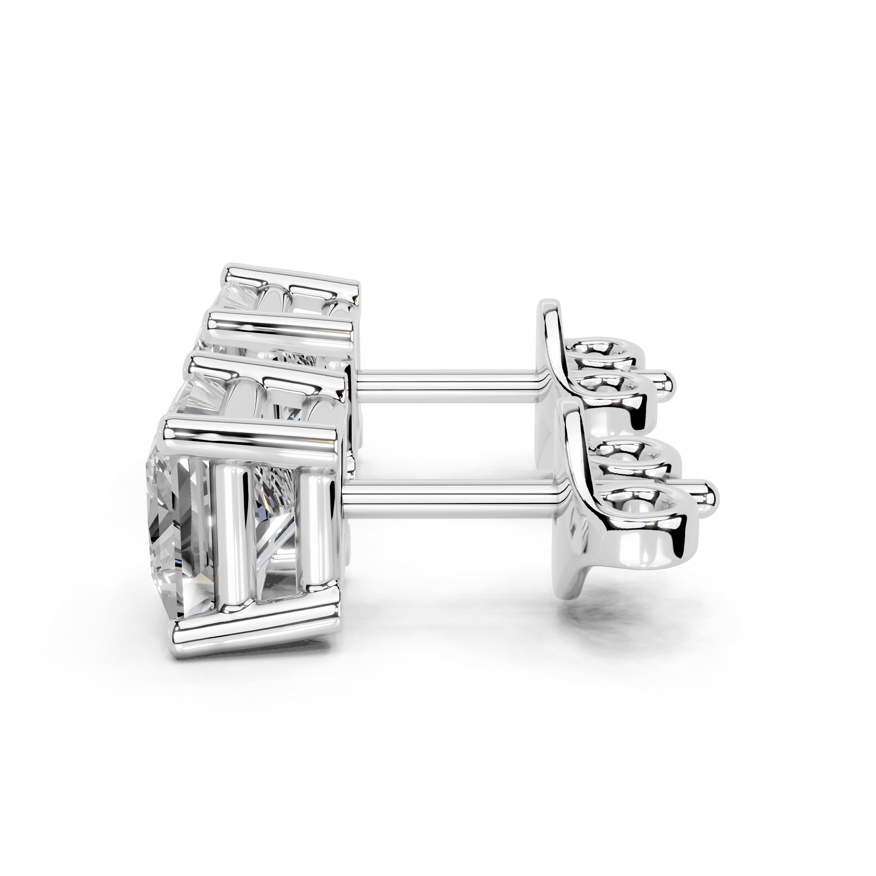 Princess Solitaire Stud Earrings 1 ct