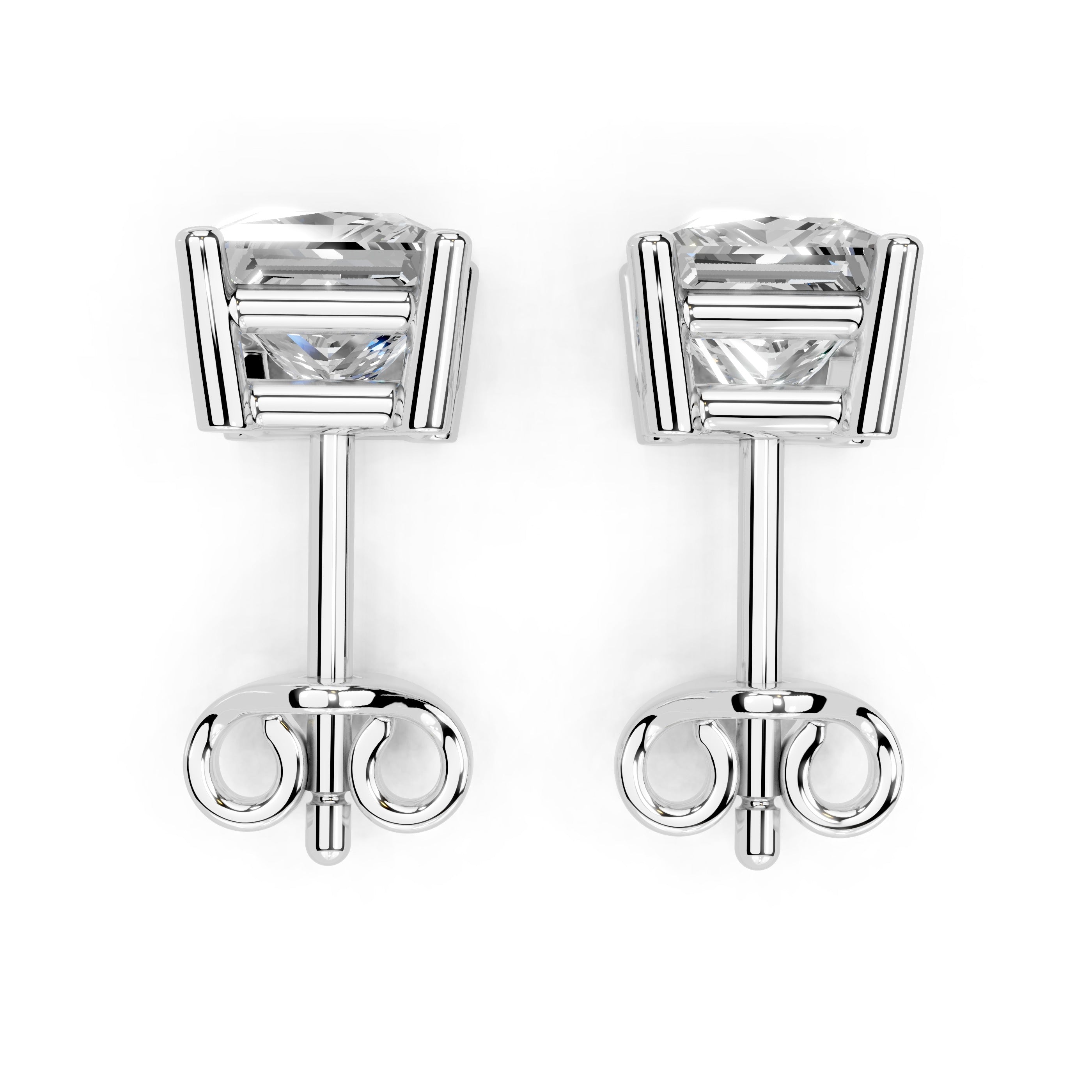 Princess Solitaire Stud Earrings 1 ct