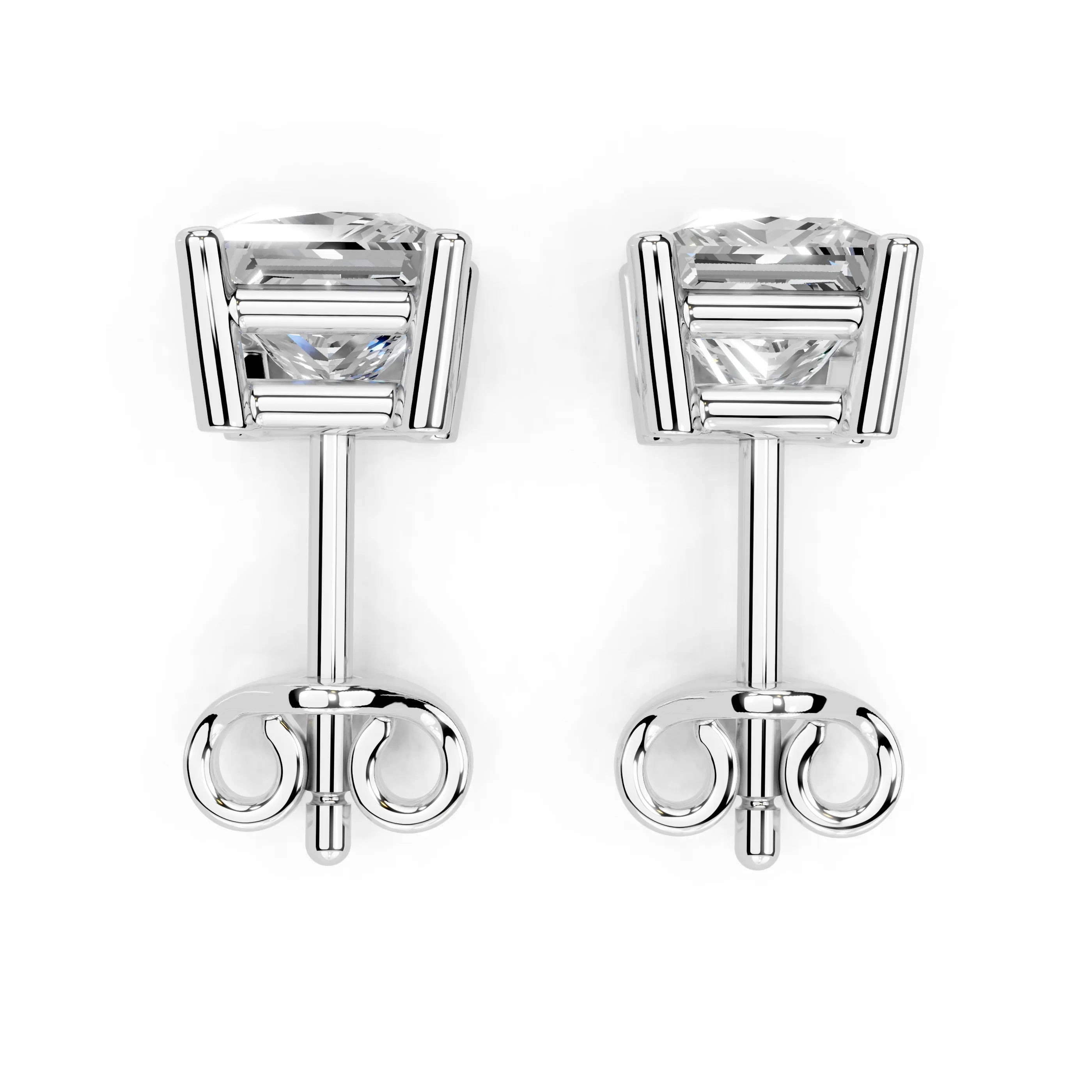 Princess Solitaire Stud Earrings 1 ct
