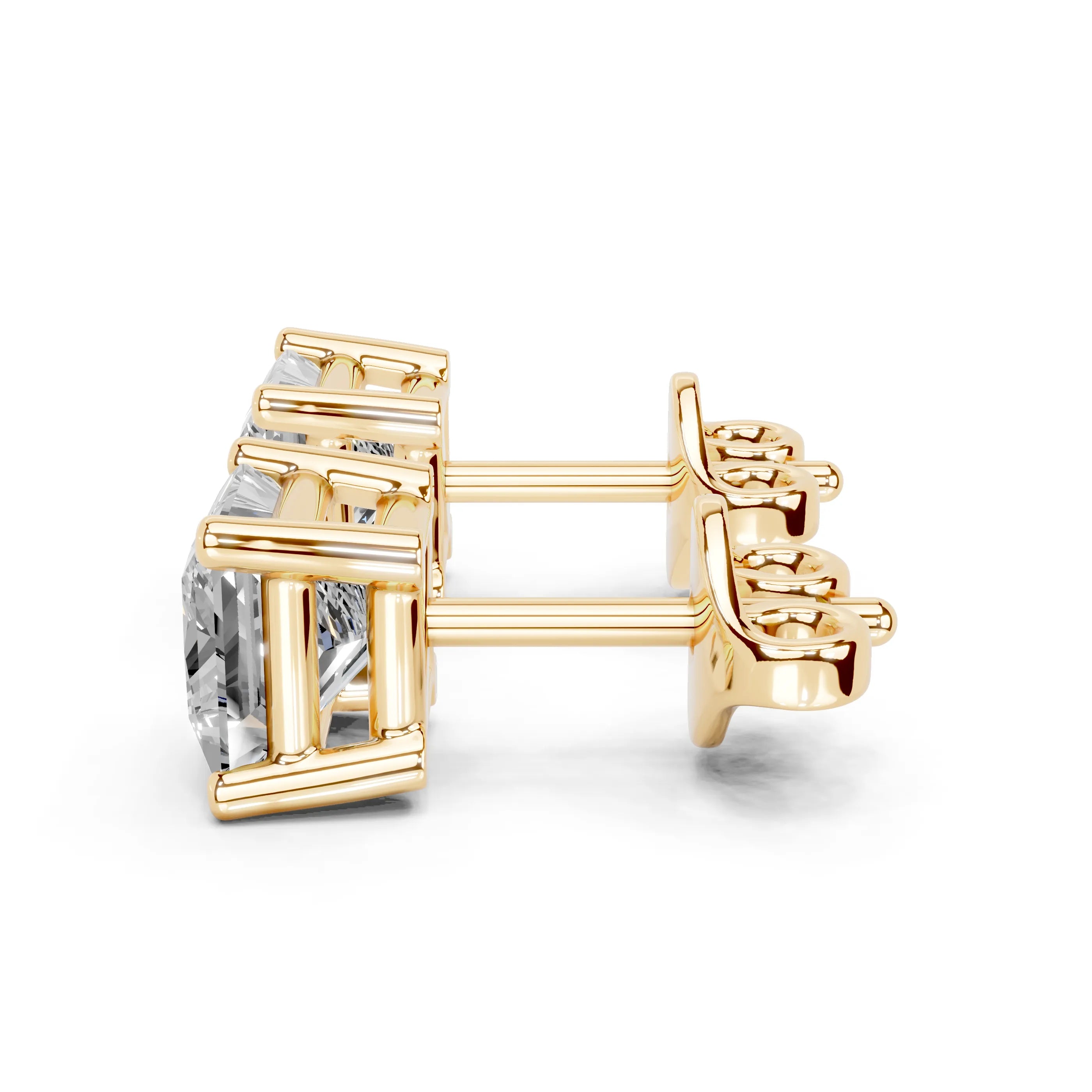 Princess Solitaire Stud Earrings 1 ct